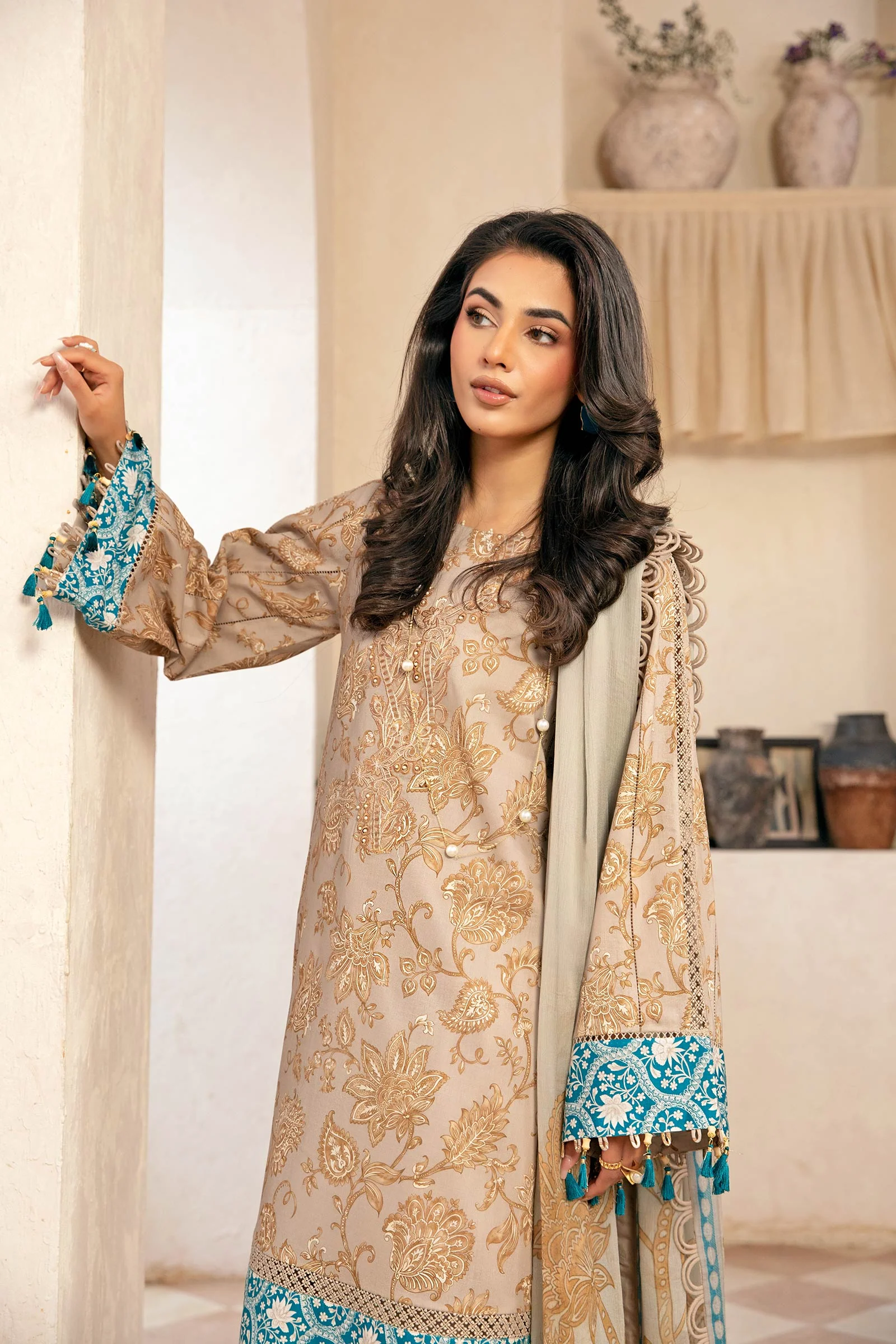 3 Pc Unstitched Embroidered Slub Lawn Suit | MB-CUS25-909B - Image 2