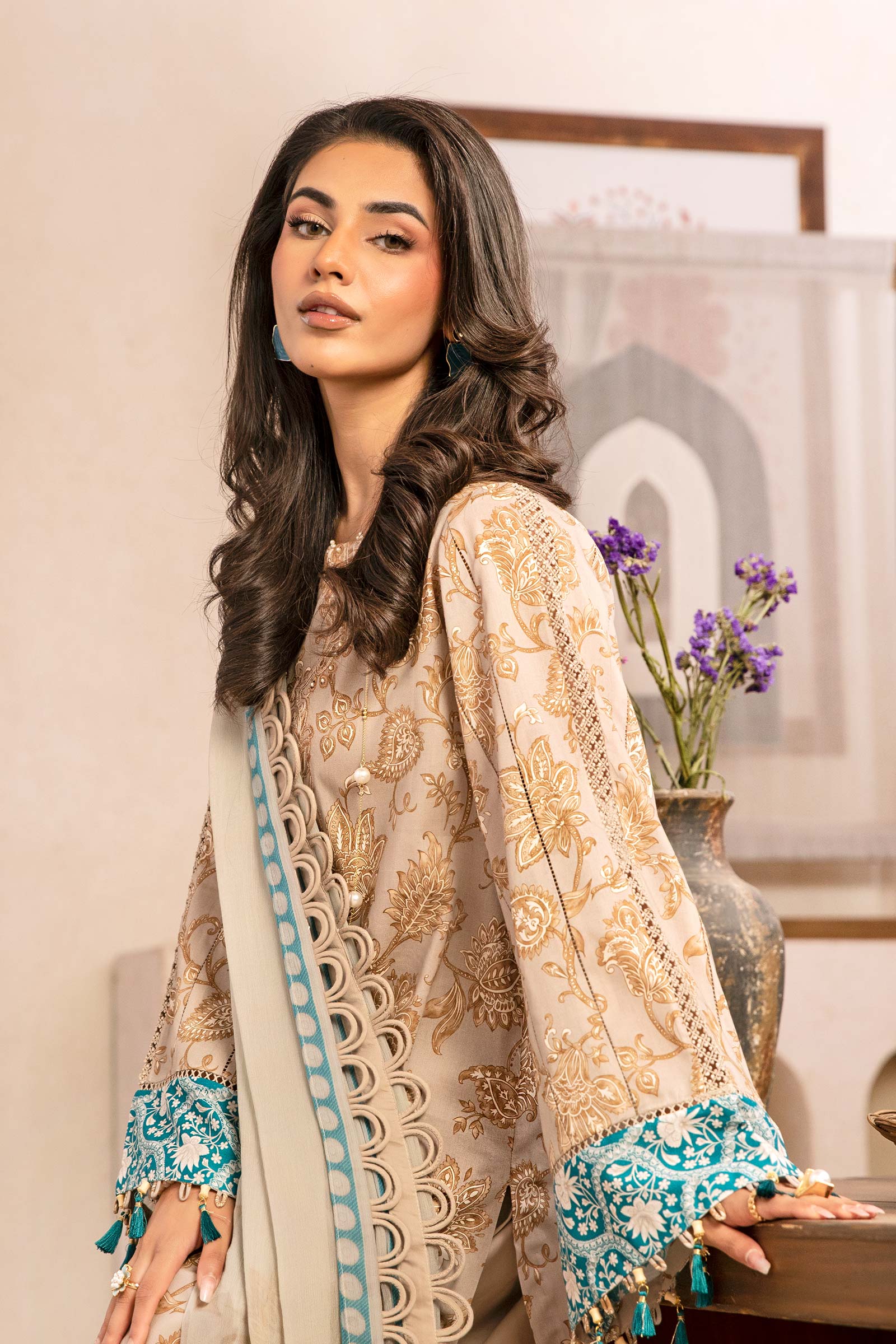 3 Pc Unstitched Embroidered Slub Lawn Suit | MB-CUS25-909B - Image 3