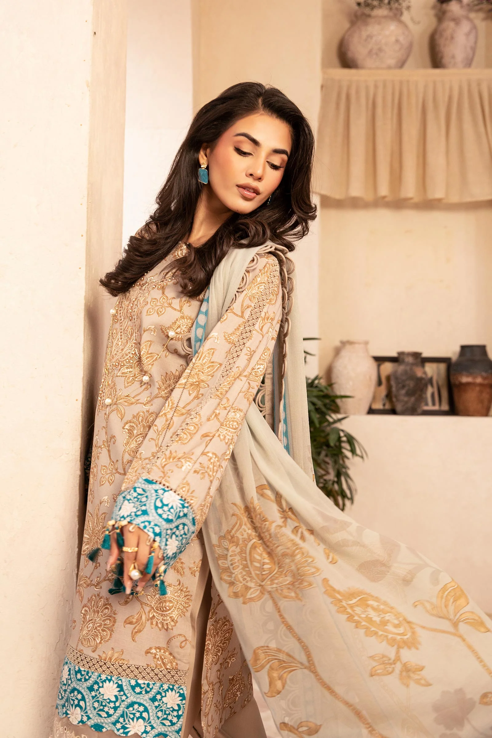 3 Pc Unstitched Embroidered Slub Lawn Suit | MB-CUS25-909B - Image 5