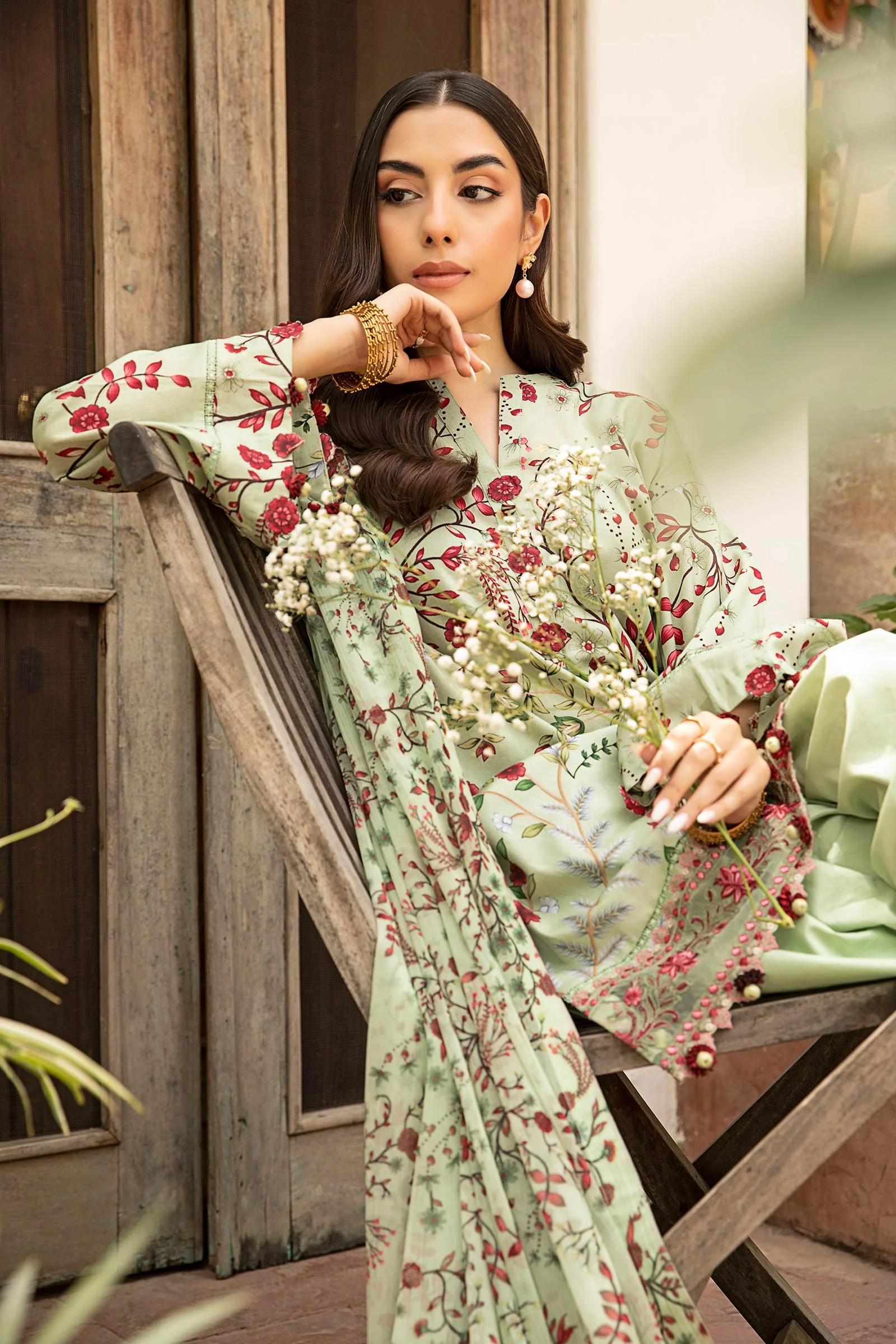3 Pc Unstitched Embroidered Slub Lawn Suit | MB-CUS25-912B - Image 2