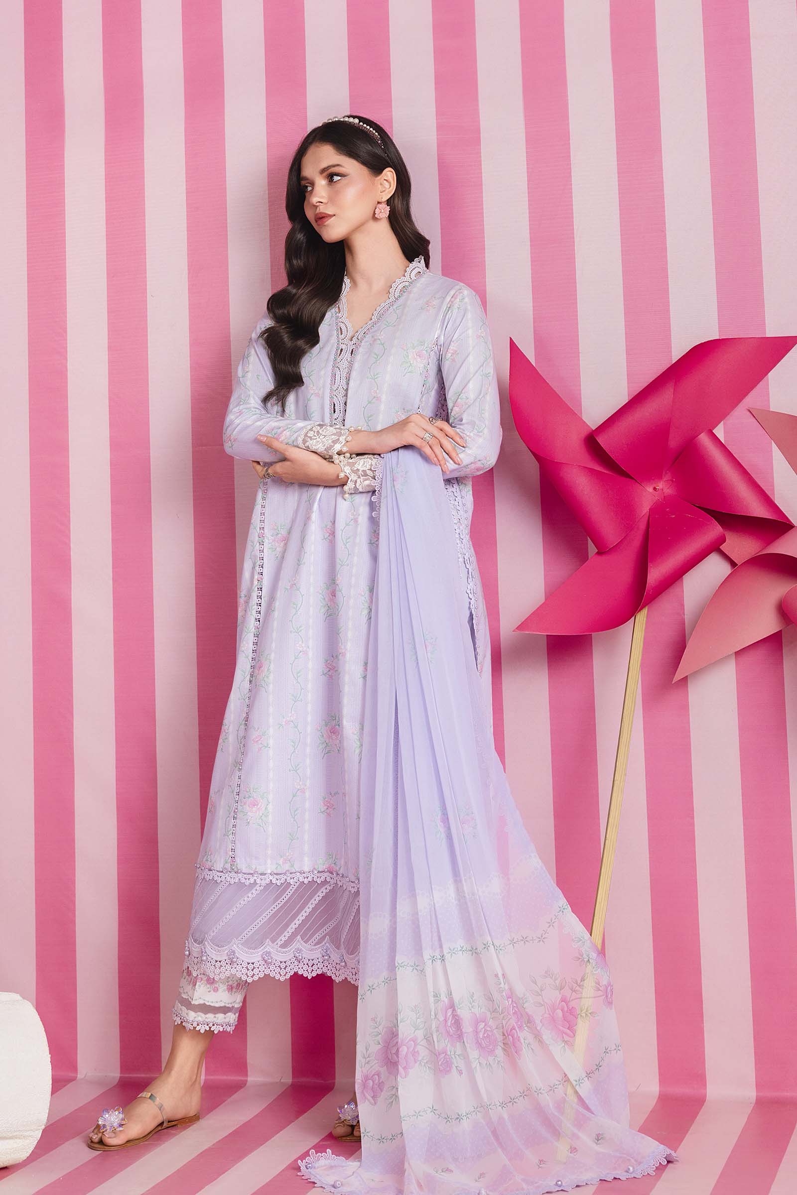 3 Pc Unstitched Embroidered Lawn Suit - Image 2