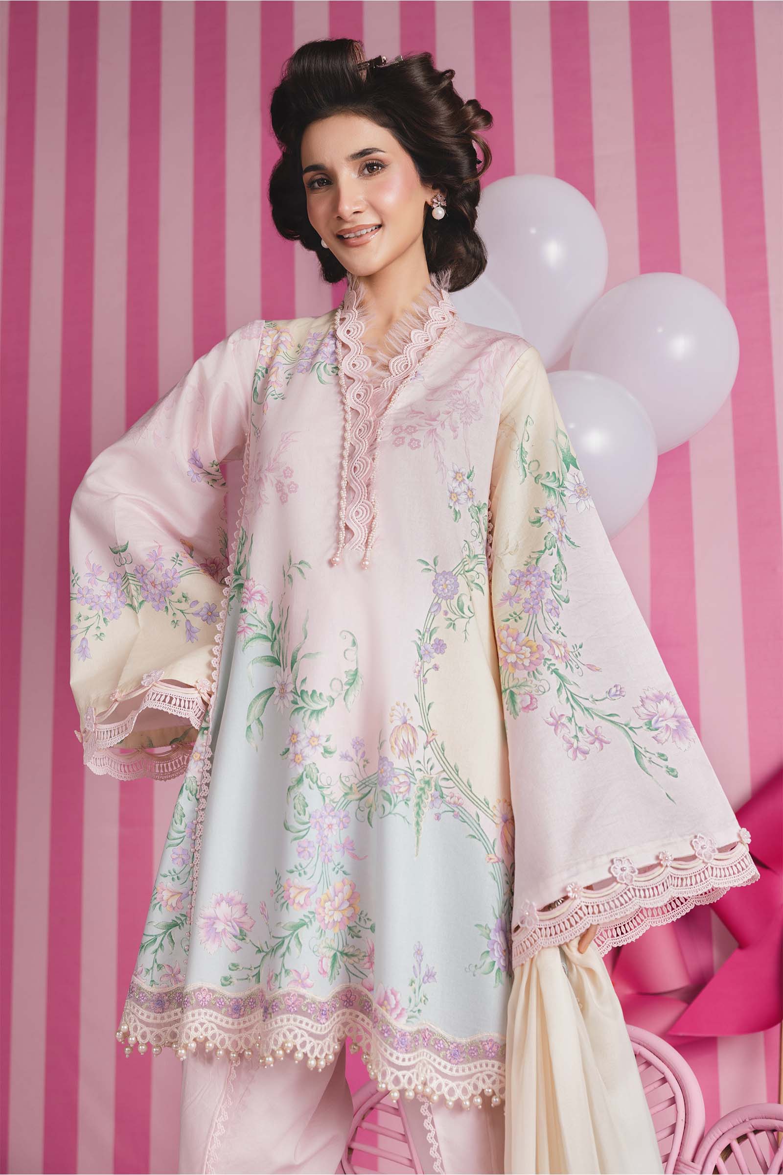 3 Pc Unstitched Embroidered Lawn Suit - Image 2