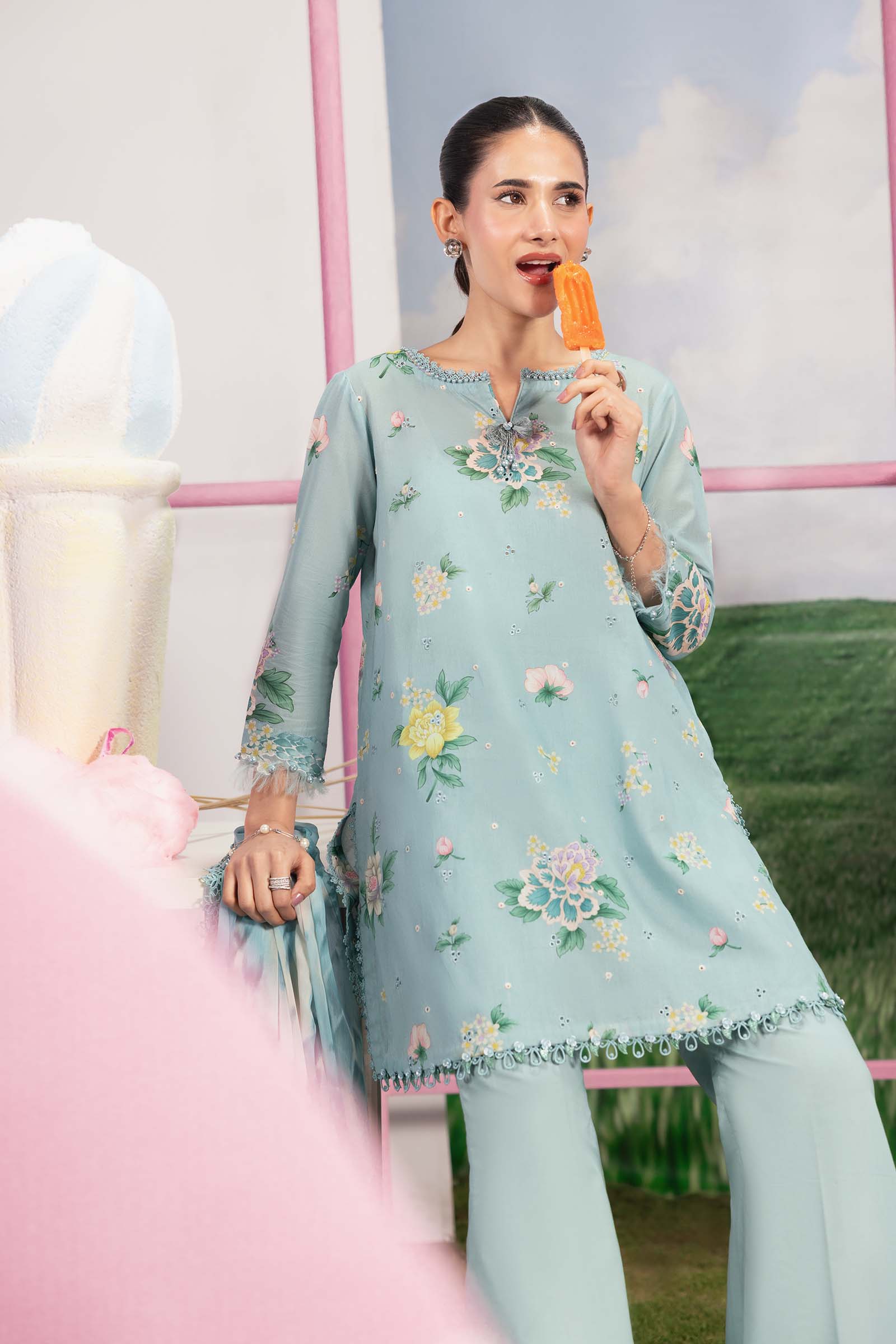 3 Pc Unstitched Embroidered Lawn Suit - Image 2