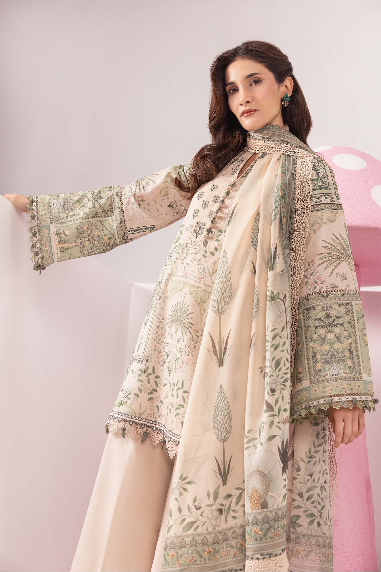 3 Pc Unstitched Embroidered Lawn Suit - Image 2