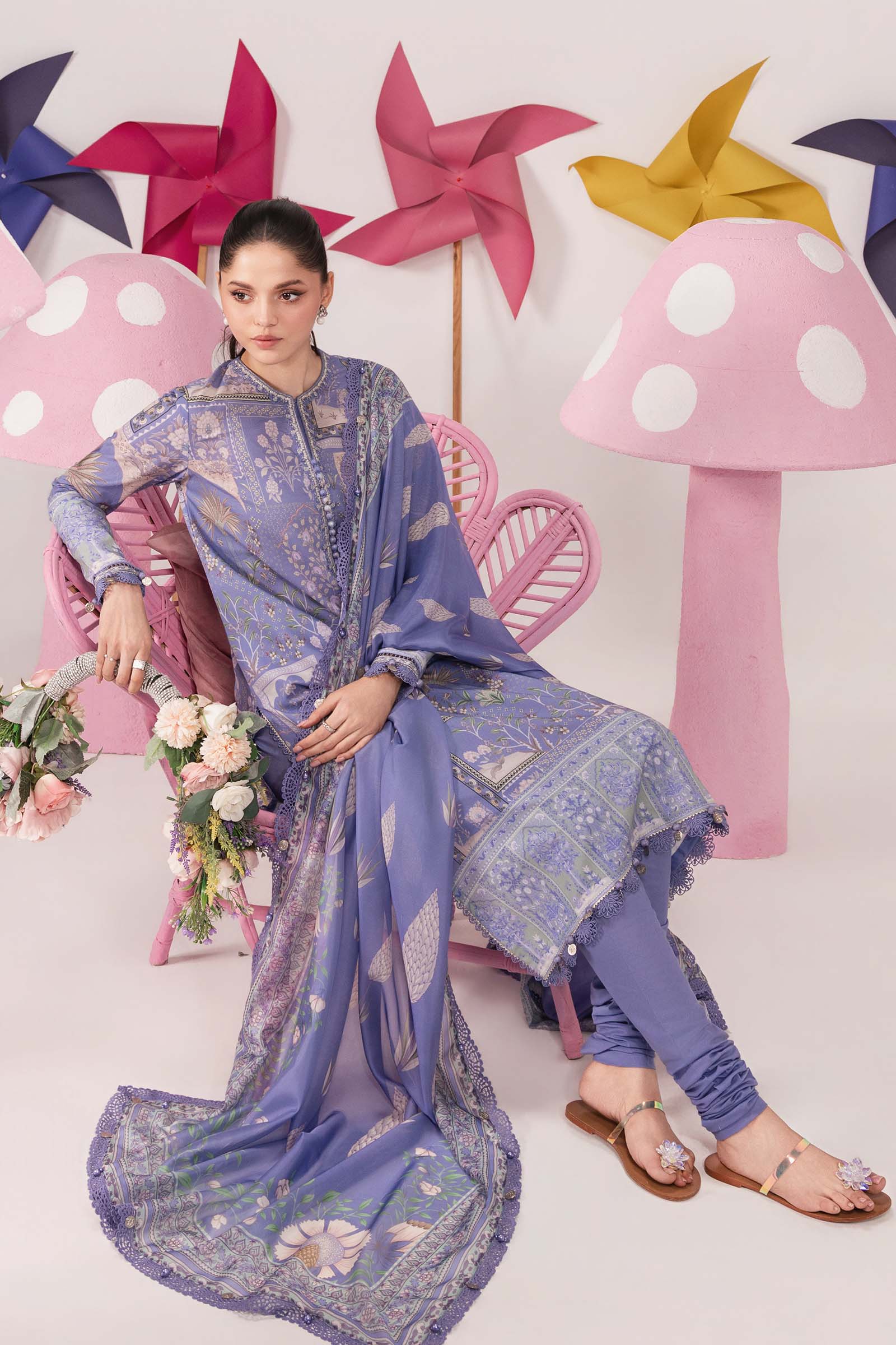 3 Pc Unstitched Embroidered Lawn Suit - Image 2