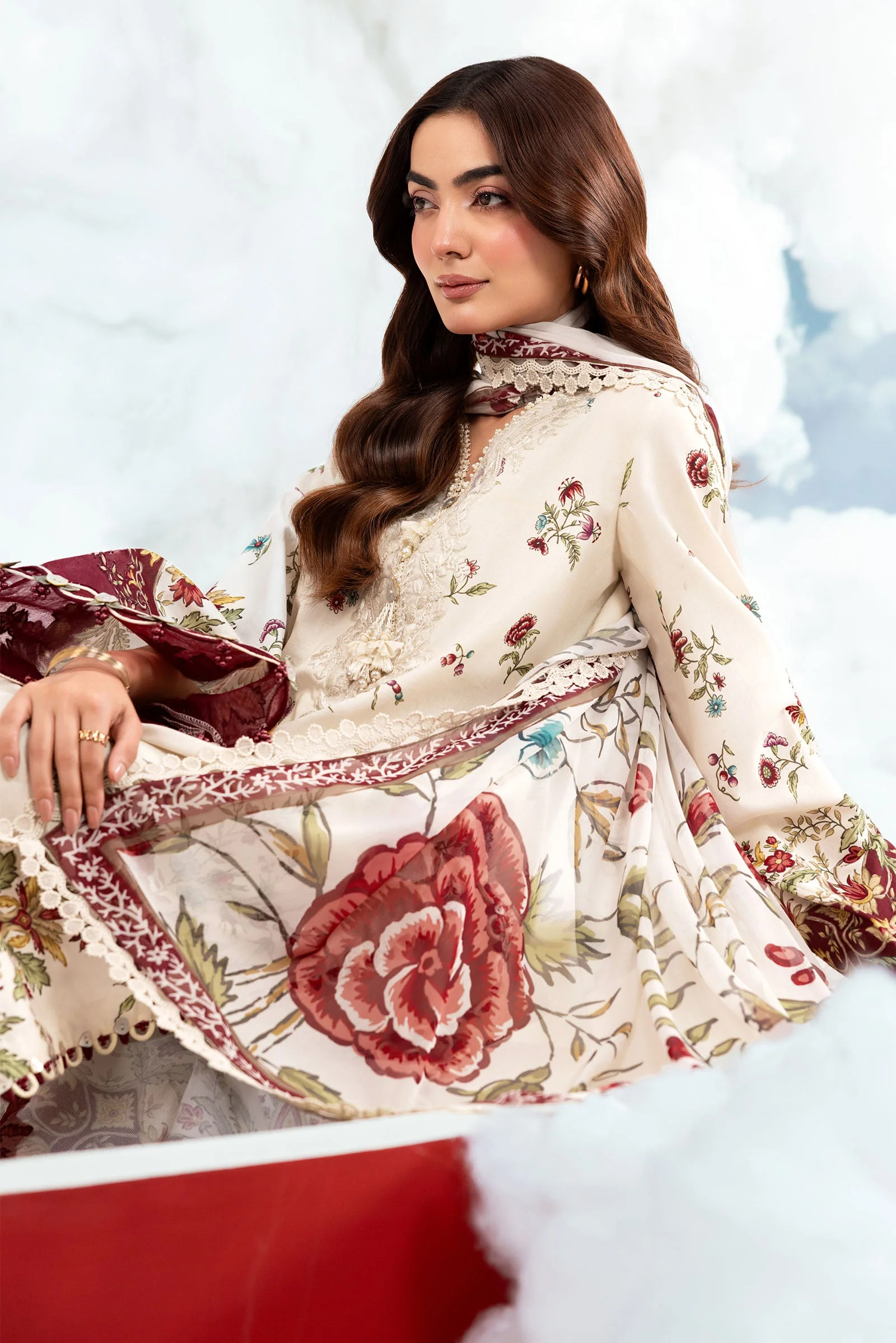 3 Pc Unstitched Embroidered Lawn Suit - Image 6
