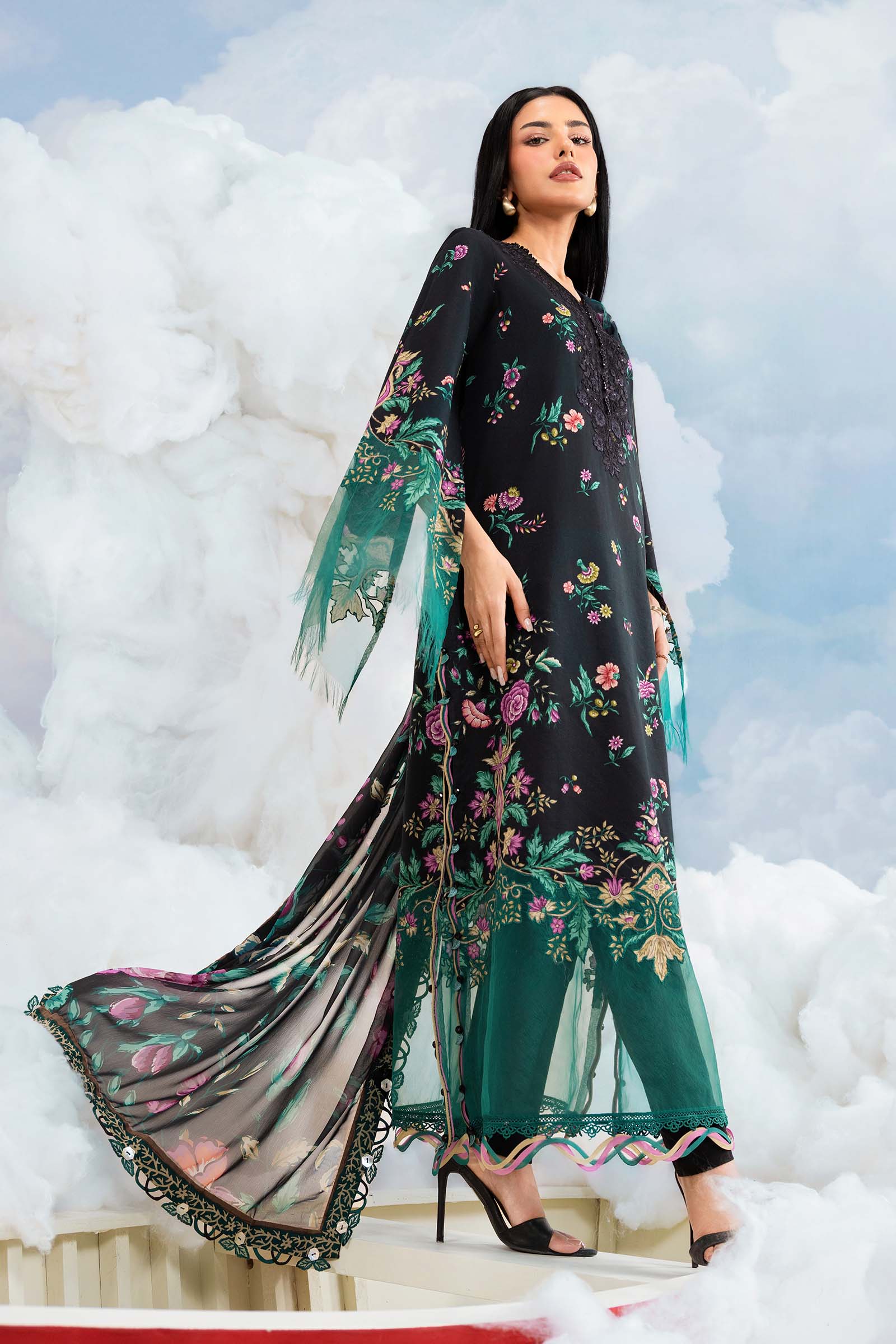 3 Pc Unstitched Embroidered Lawn Suit - Image 11