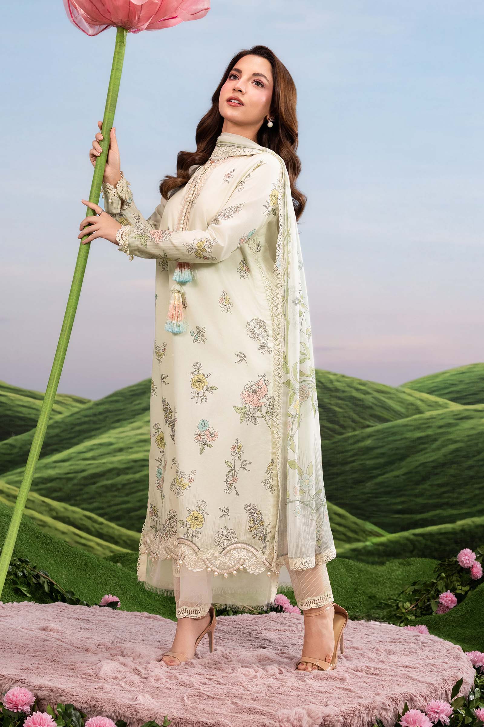 3 Pc Unstitched Embroidered Lawn Suit - Image 6