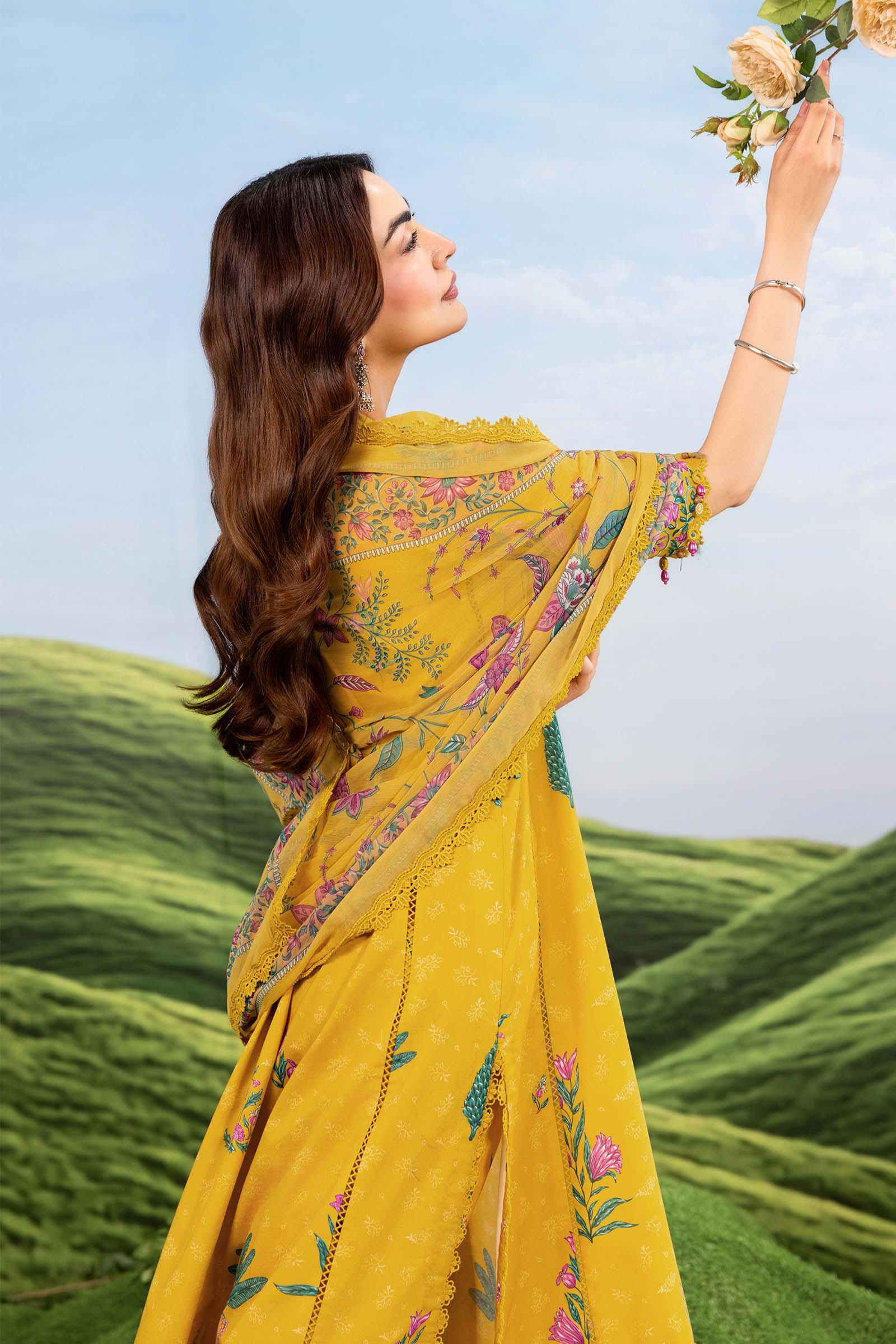 3 Pc Unstitched Embroidered Lawn Suit - Image 5