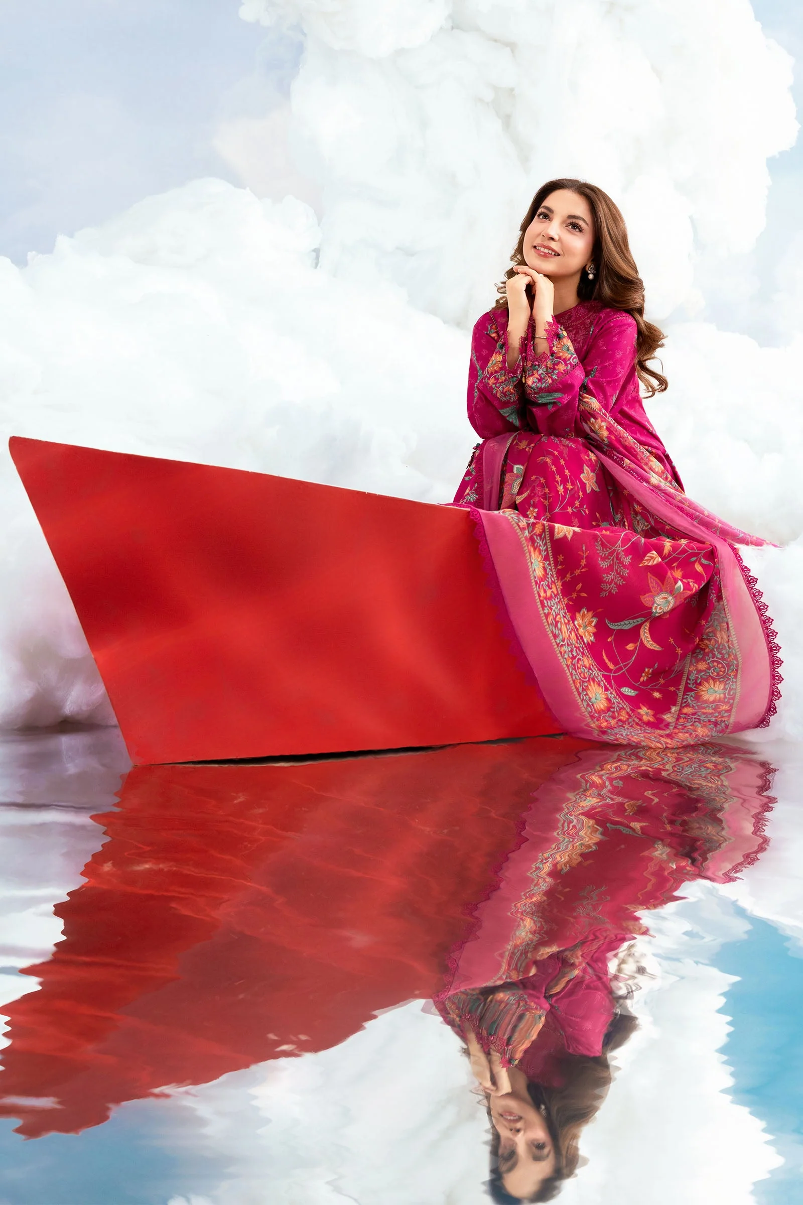 3 Pc Unstitched Embroidered Lawn Suit - Image 4