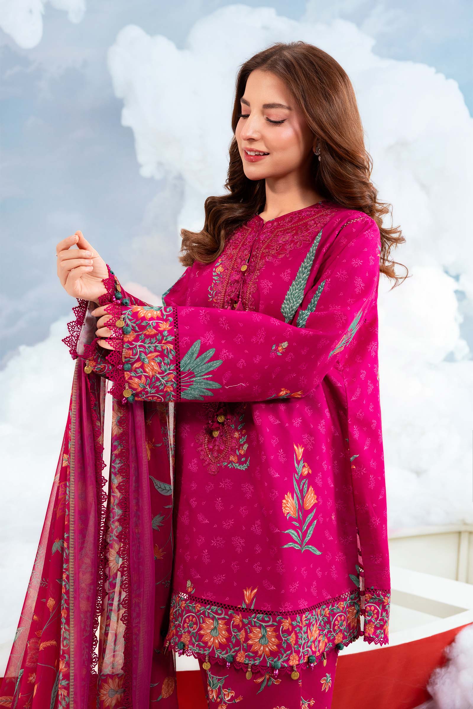3 Pc Unstitched Embroidered Lawn Suit - Image 6