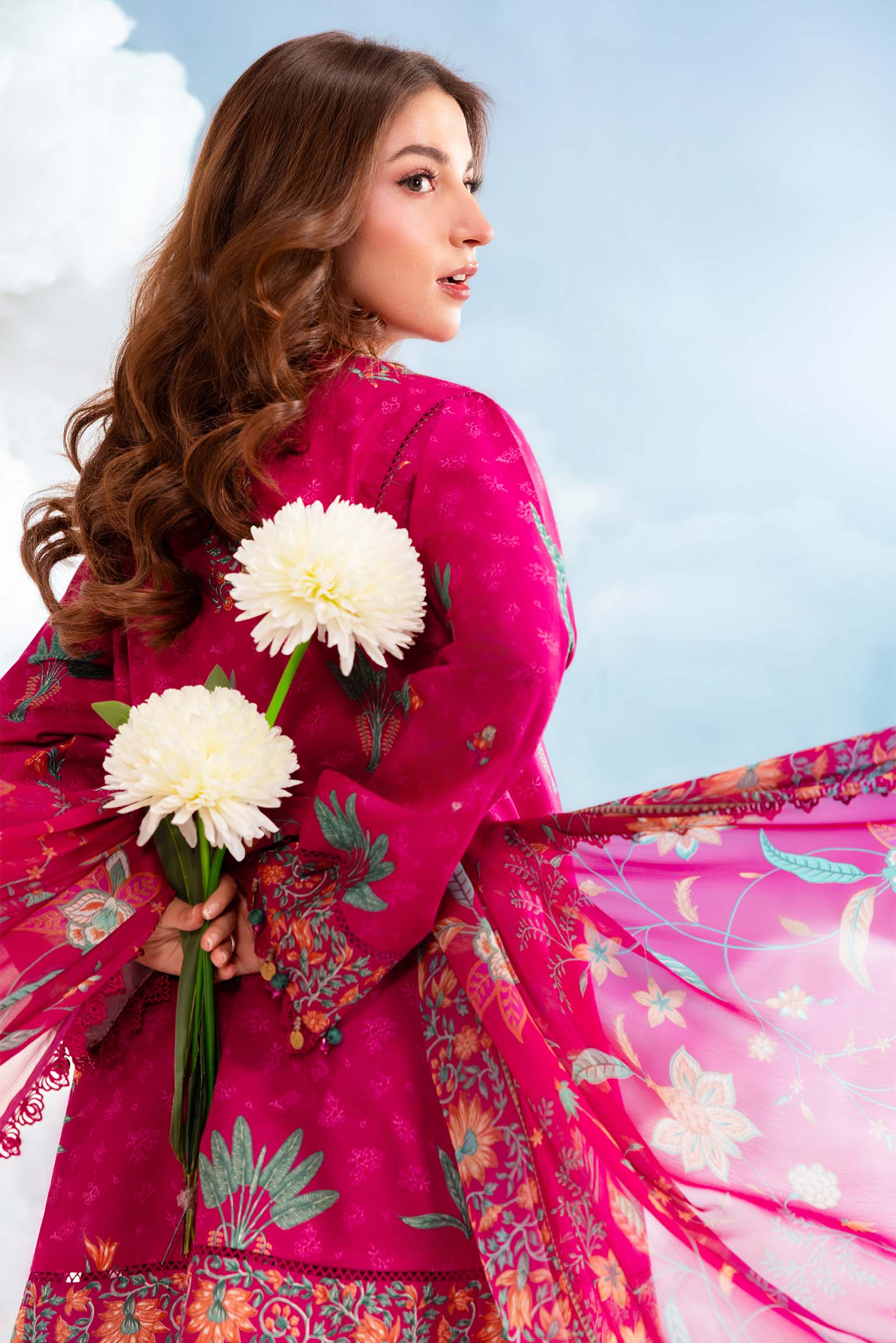 3 Pc Unstitched Embroidered Lawn Suit - Image 8