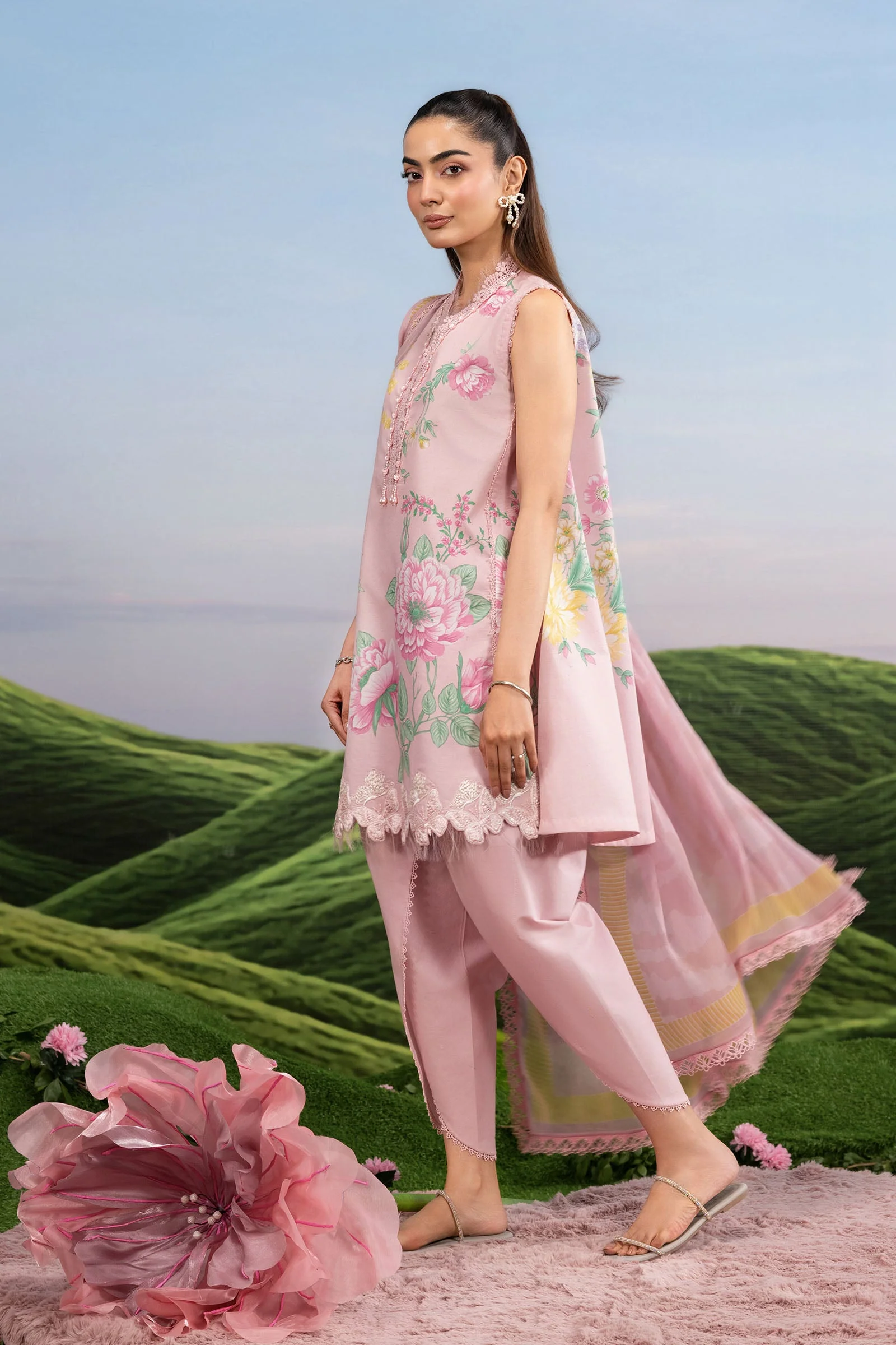 3 Pc Unstitched Embroidered Lawn Suit - Image 6