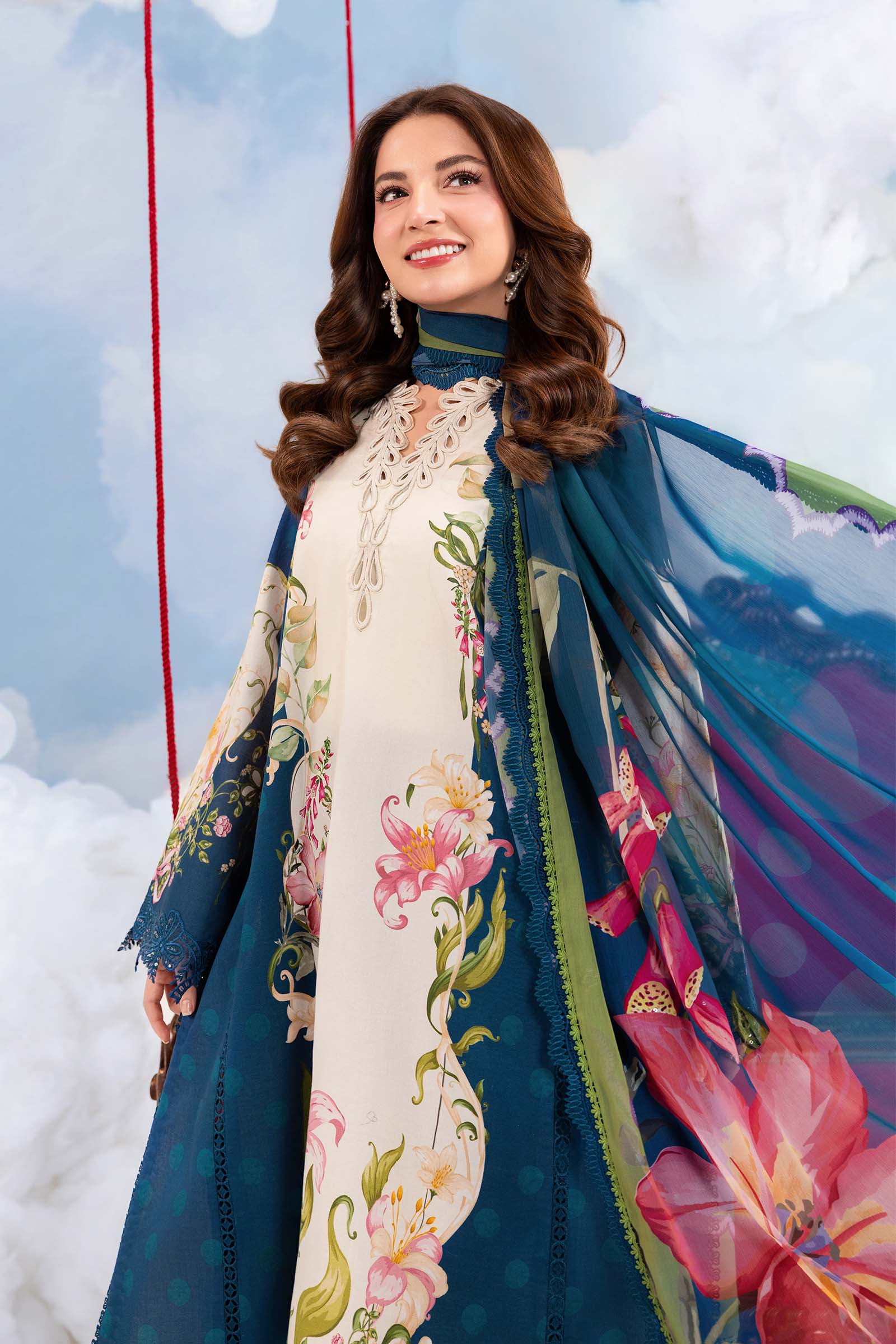 3 Pc Unstitched Embroidered Lawn Suit - Image 2