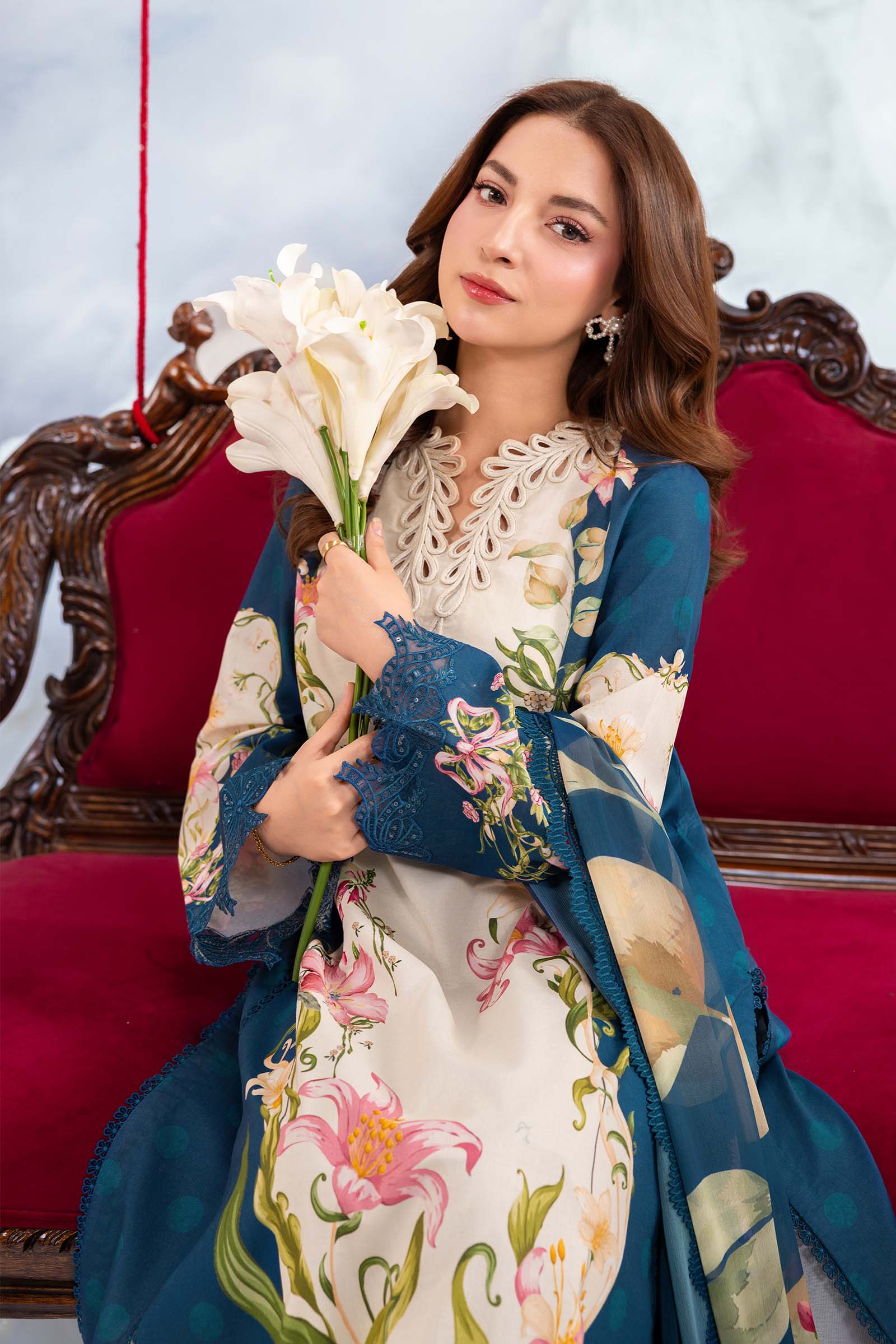 3 Pc Unstitched Embroidered Lawn Suit - Image 5