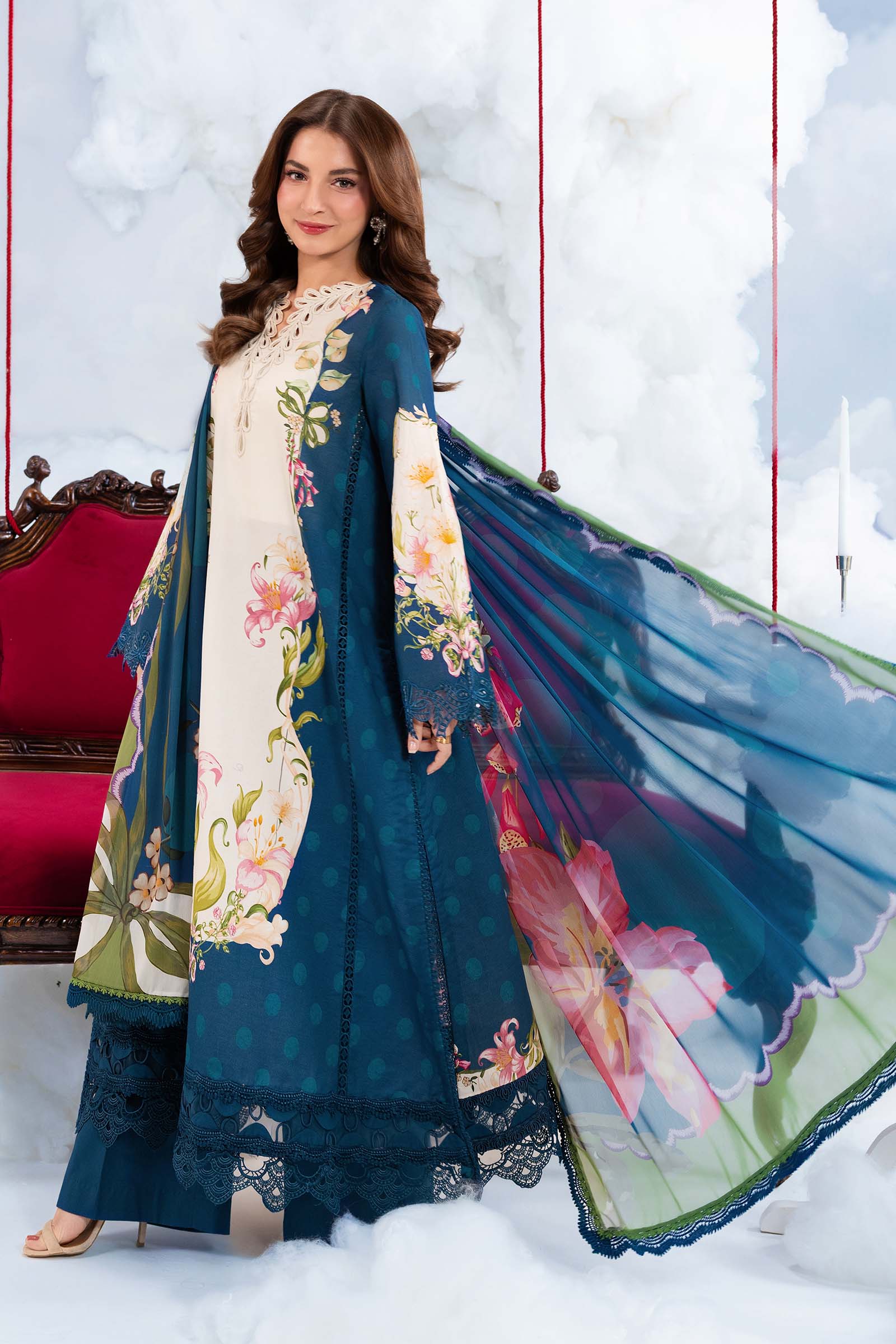 3 Pc Unstitched Embroidered Lawn Suit - Image 7