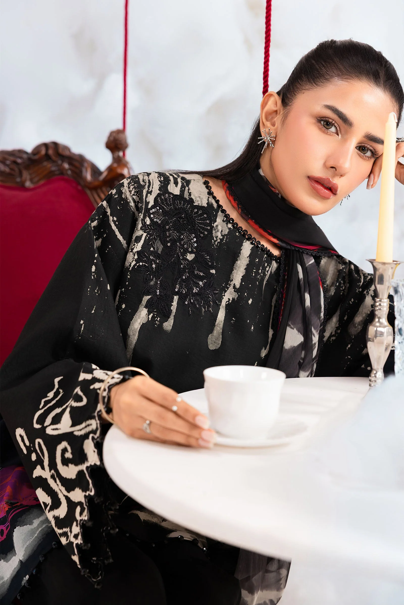 3 Pc Unstitched Embroidered Lawn Suit - Image 2