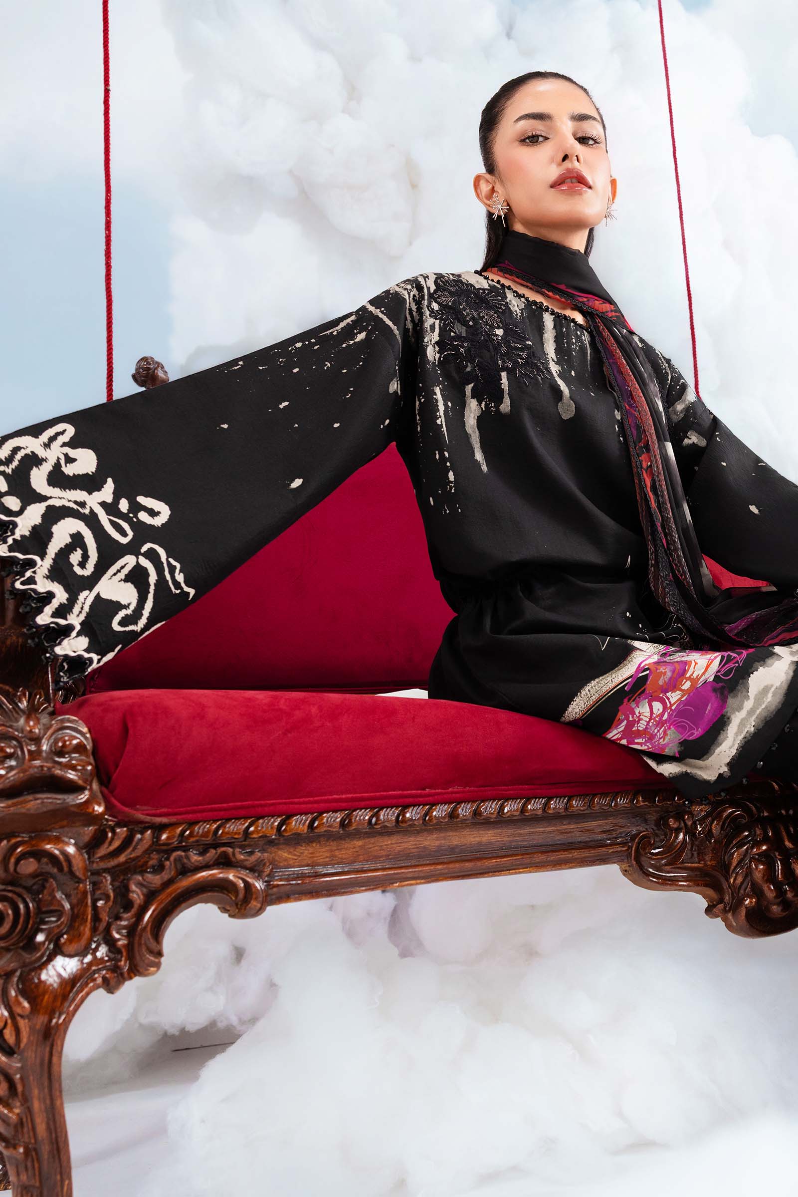 3 Pc Unstitched Embroidered Lawn Suit - Image 5