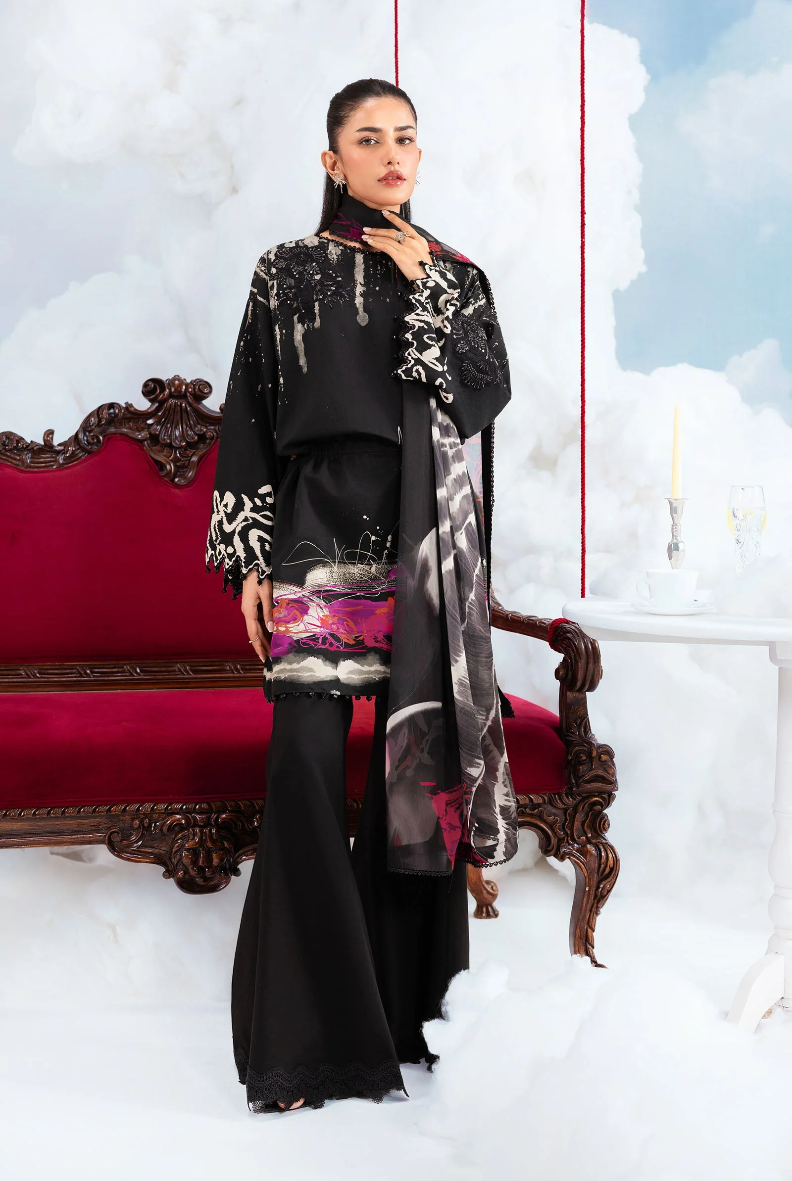 3 Pc Unstitched Embroidered Lawn Suit - Image 7