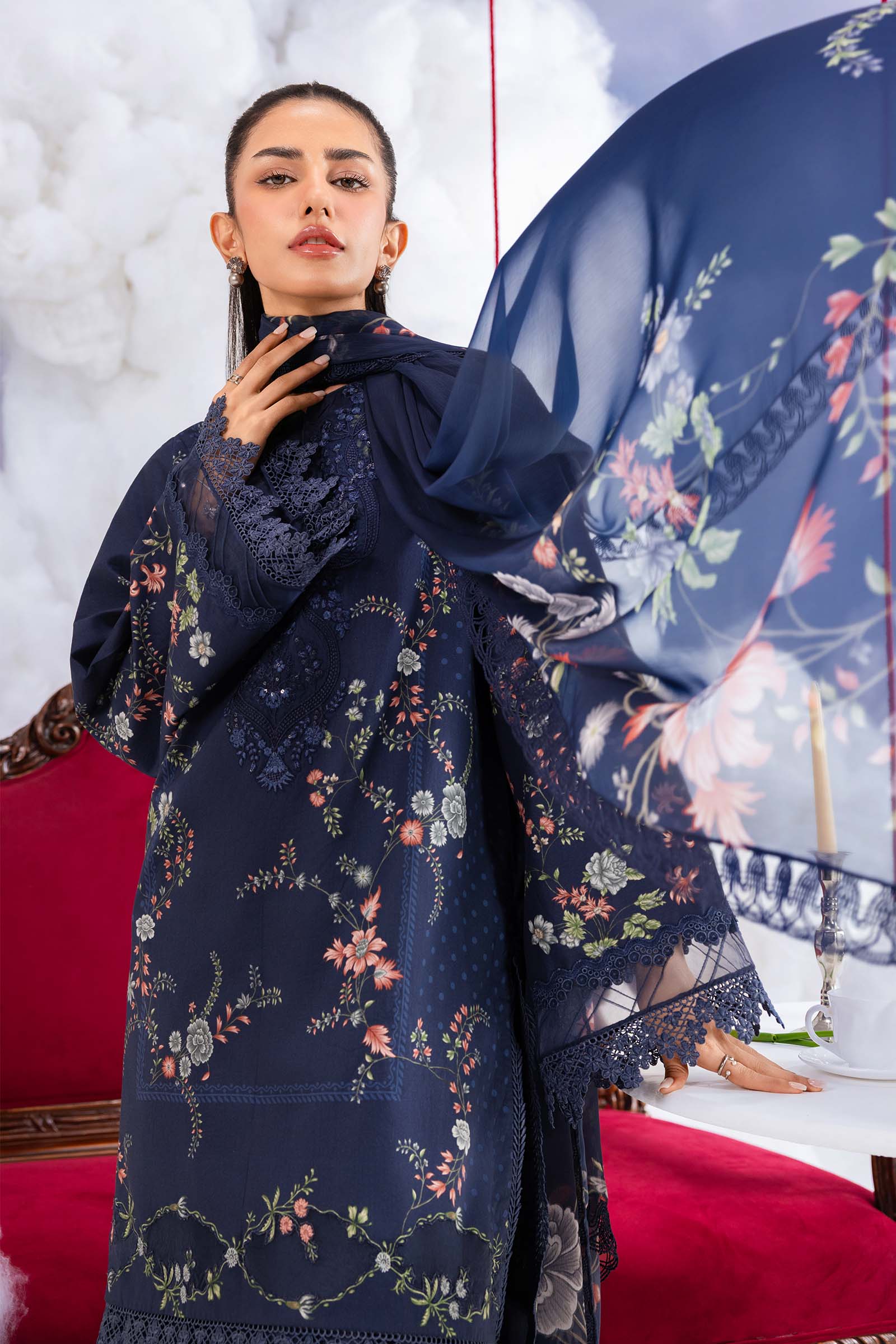 3 Pc Unstitched Embroidered Lawn Suit - Image 5