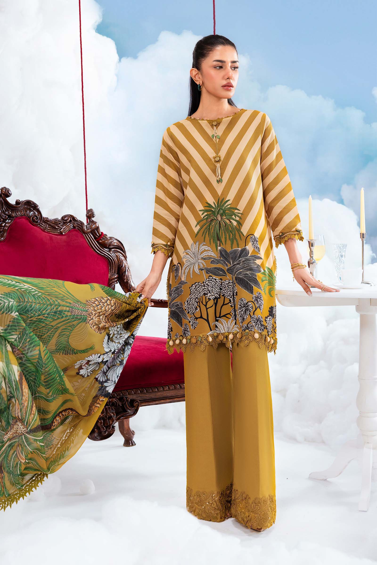 3 Pc Unstitched Embroidered Lawn Suit - Image 2