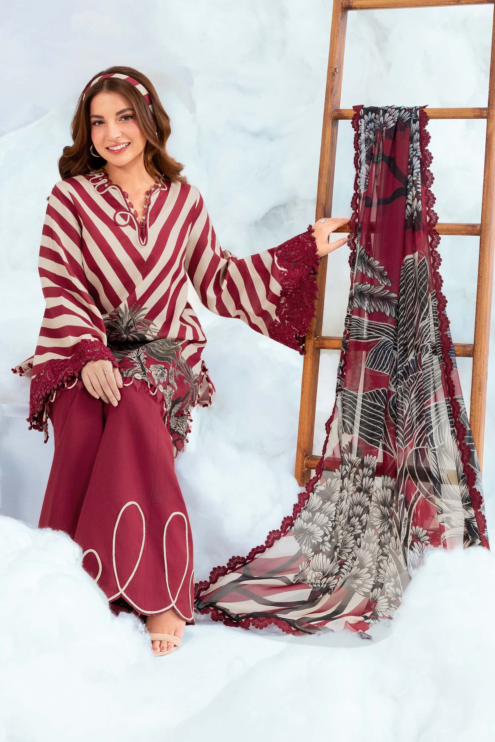 3 Pc Unstitched Embroidered Lawn Suit - Image 4