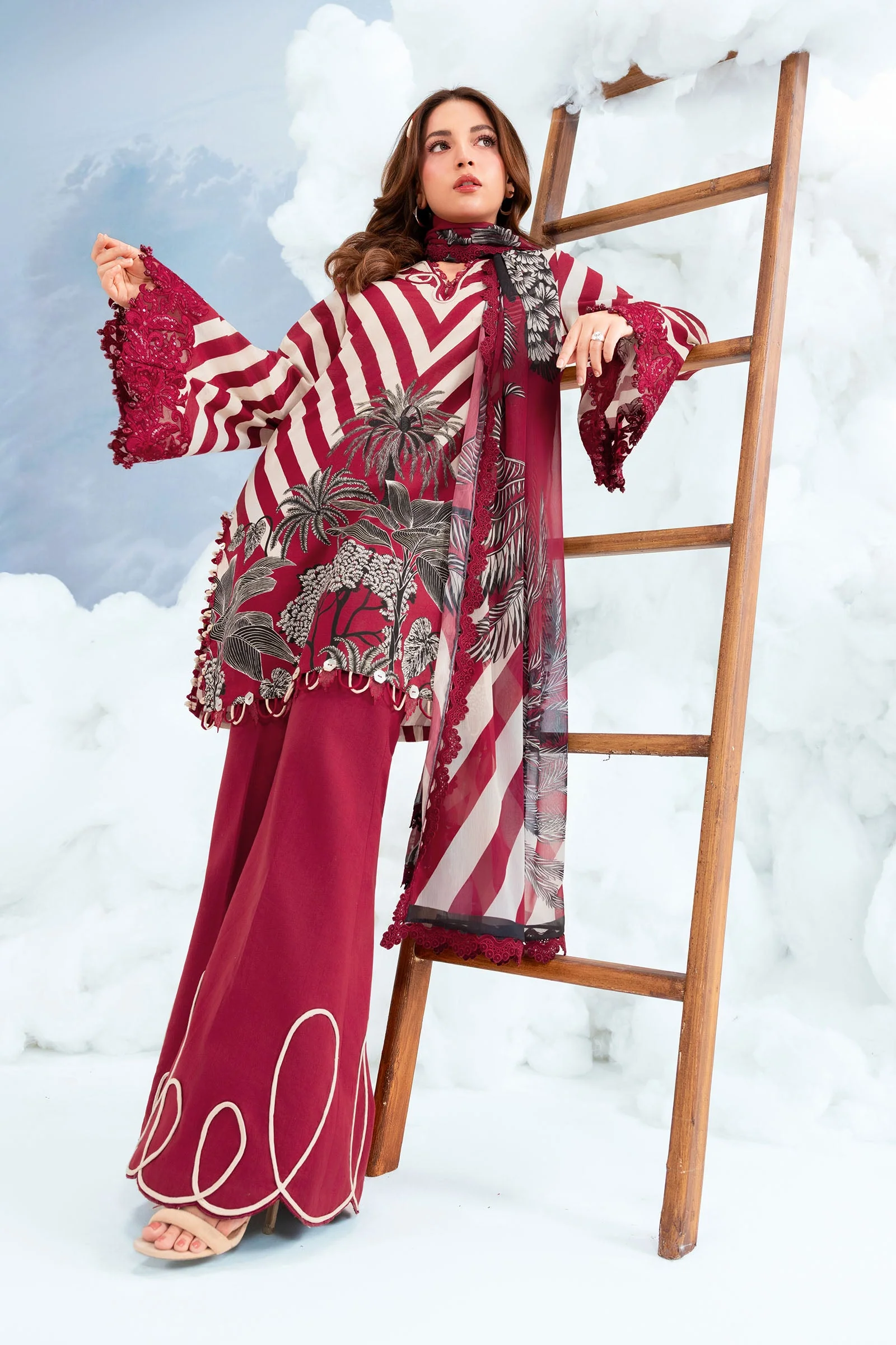 3 Pc Unstitched Embroidered Lawn Suit - Image 8