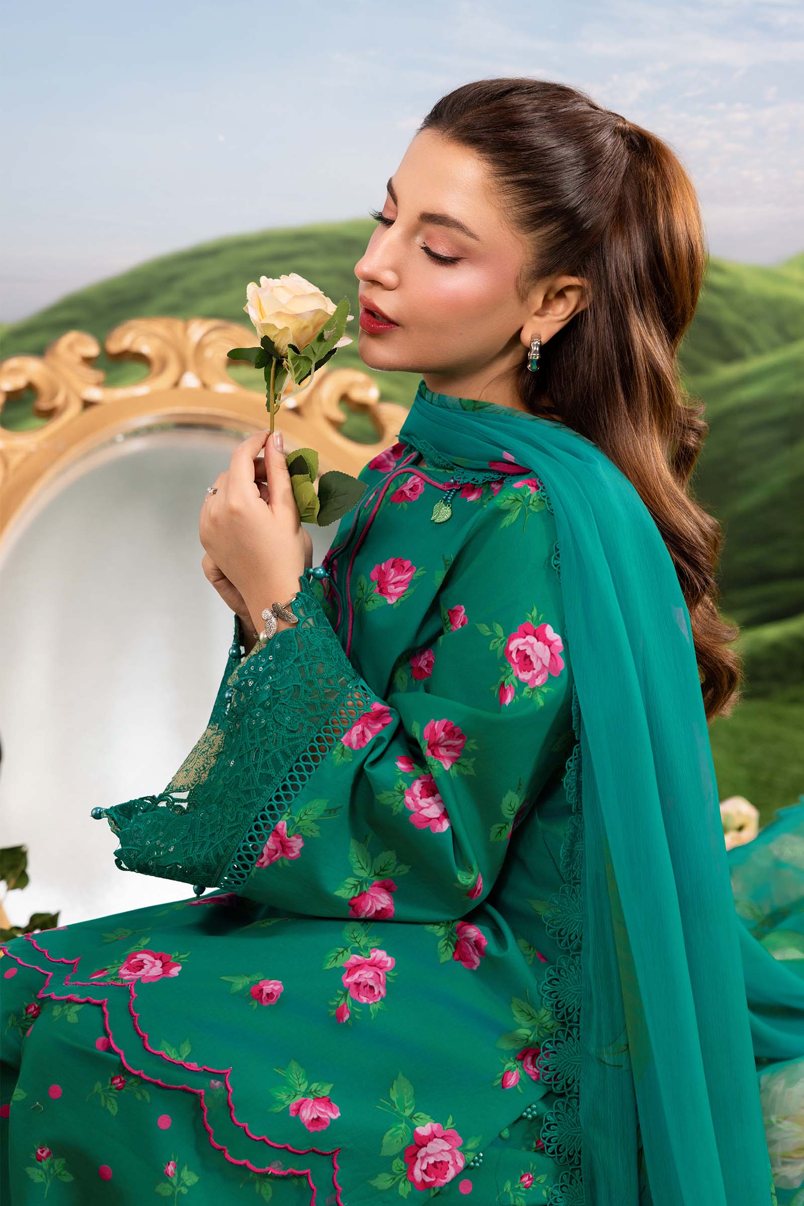 3 Pc Unstitched Embroidered Lawn Suit - Image 3