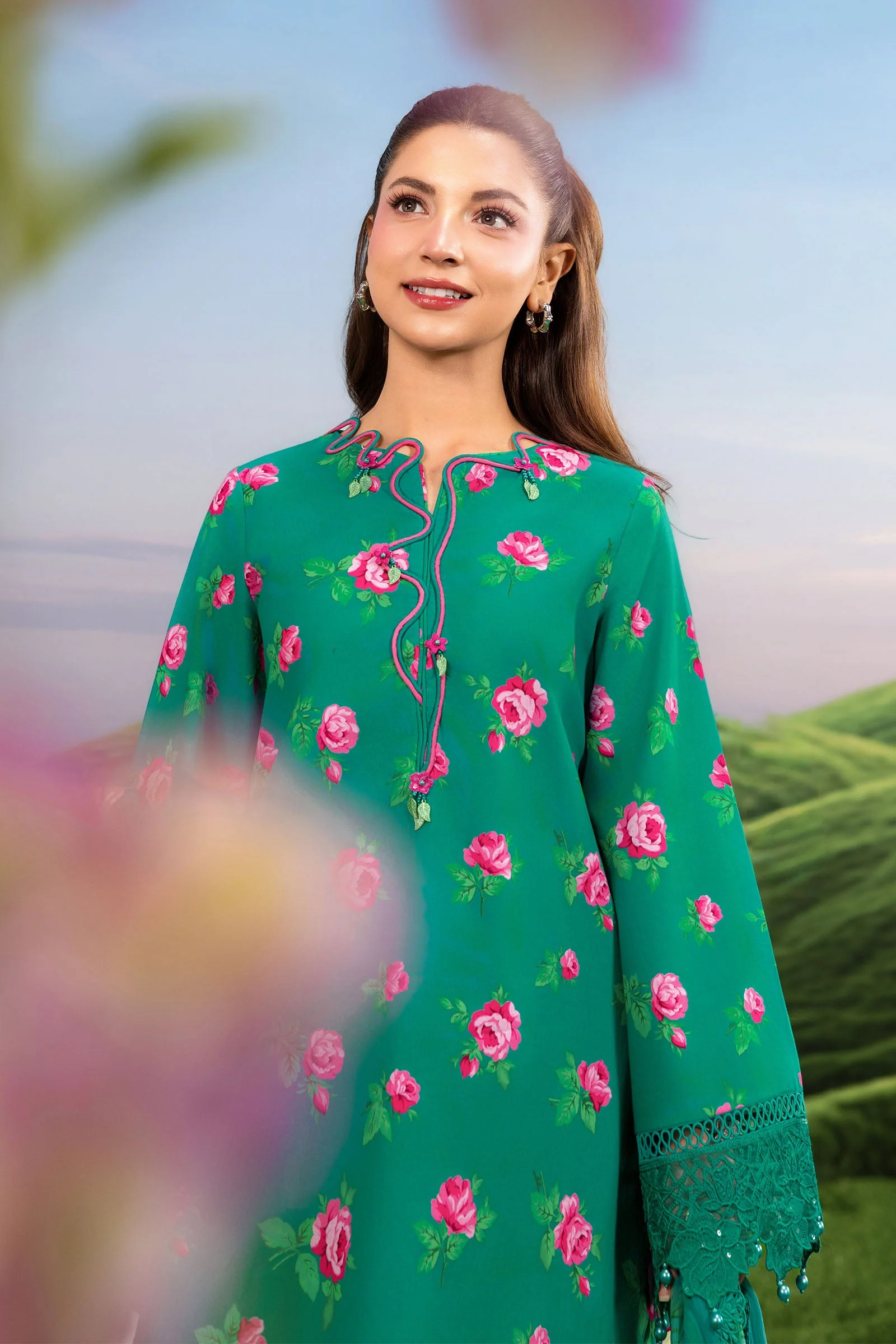 3 Pc Unstitched Embroidered Lawn Suit - Image 4