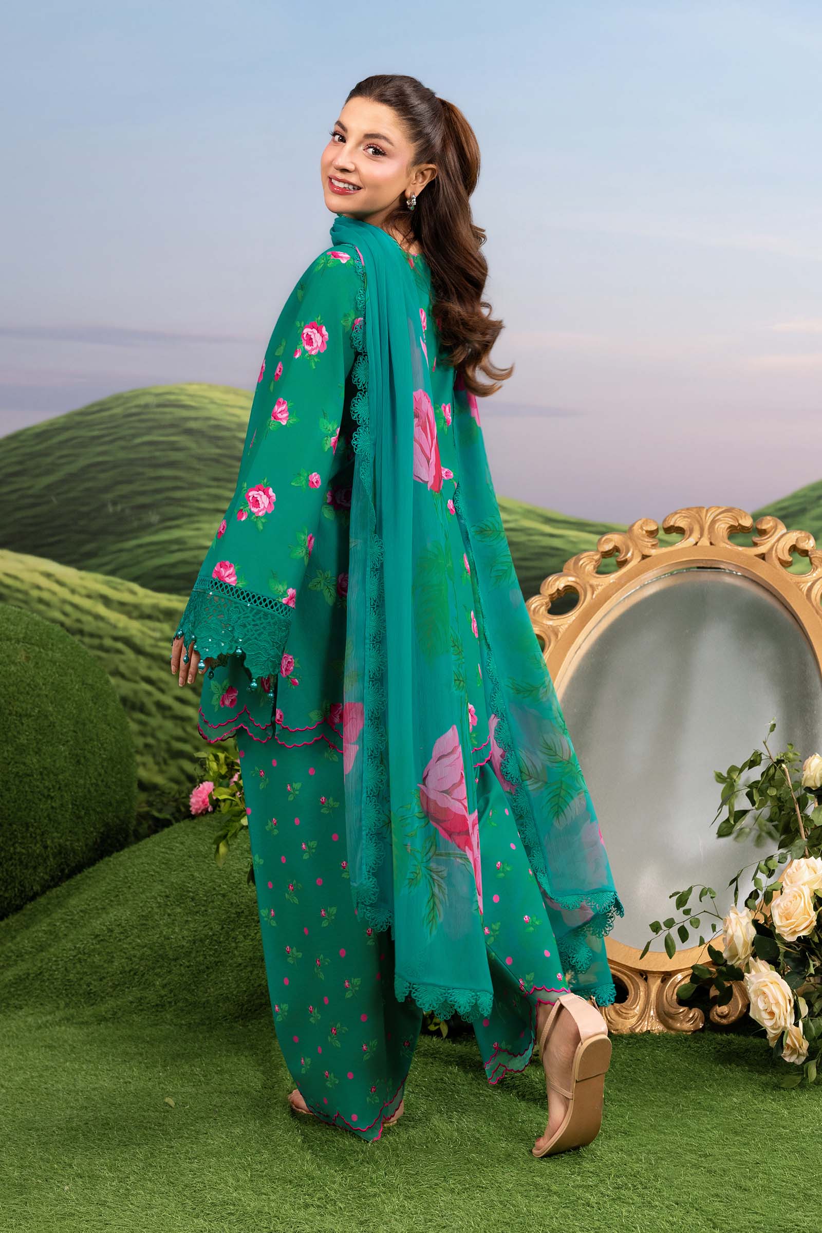 3 Pc Unstitched Embroidered Lawn Suit - Image 5