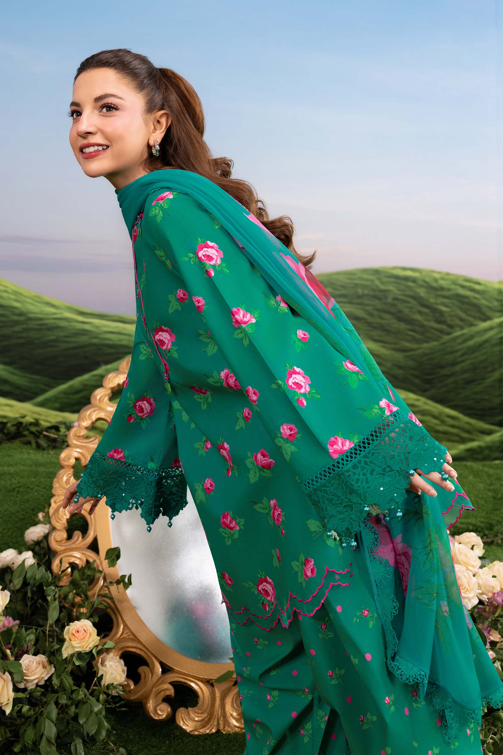 3 Pc Unstitched Embroidered Lawn Suit - Image 6