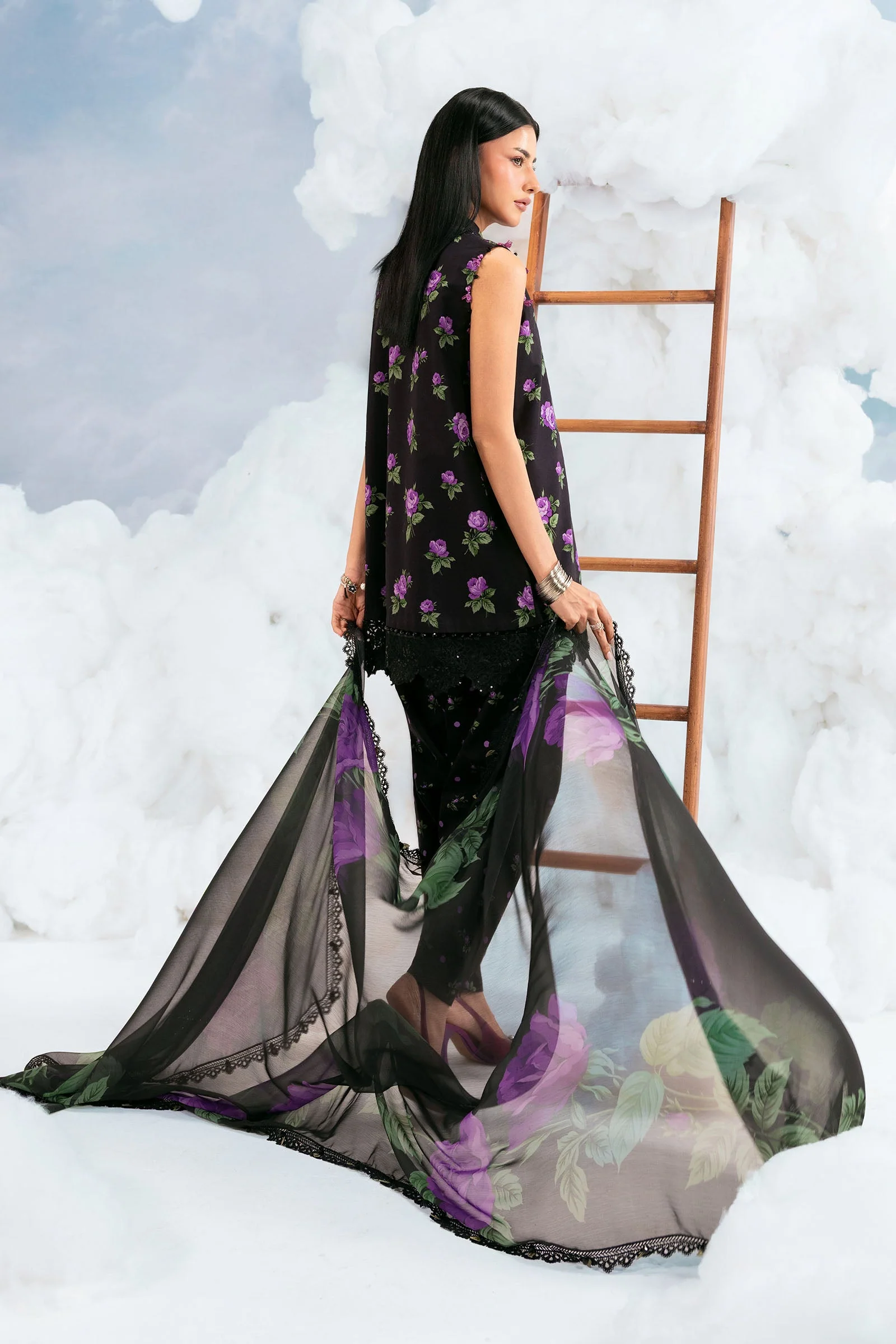 3 Pc Unstitched Embroidered Lawn Suit - Image 7