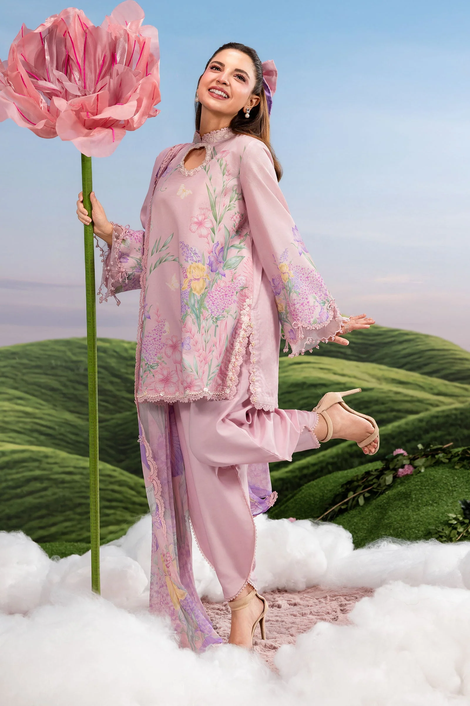 3 Pc Unstitched Embroidered Lawn Suit - Image 8