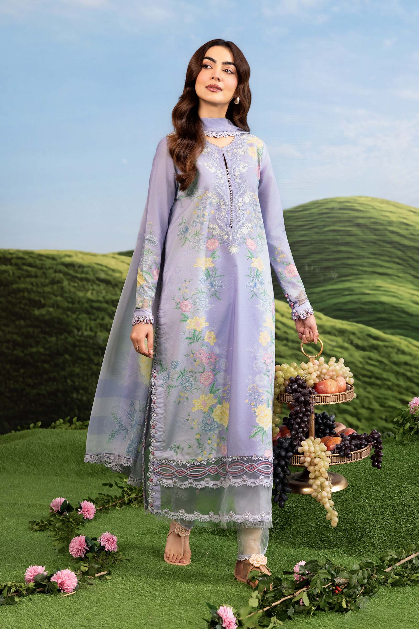 3 Pc Unstitched Embroidered Lawn Suit - Image 5