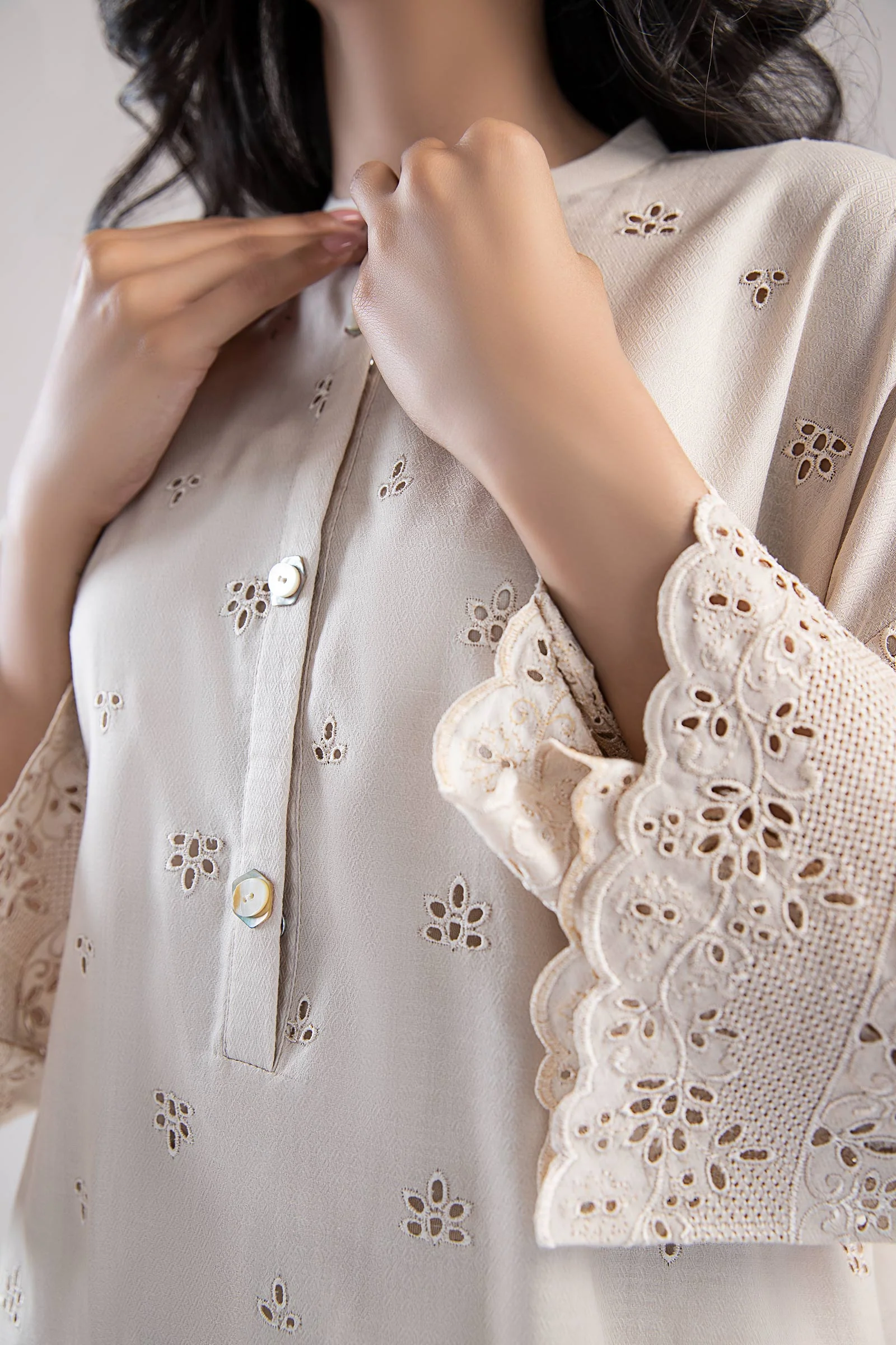 Embroidered Dobby Lawn Co-Ord Set - Image 3