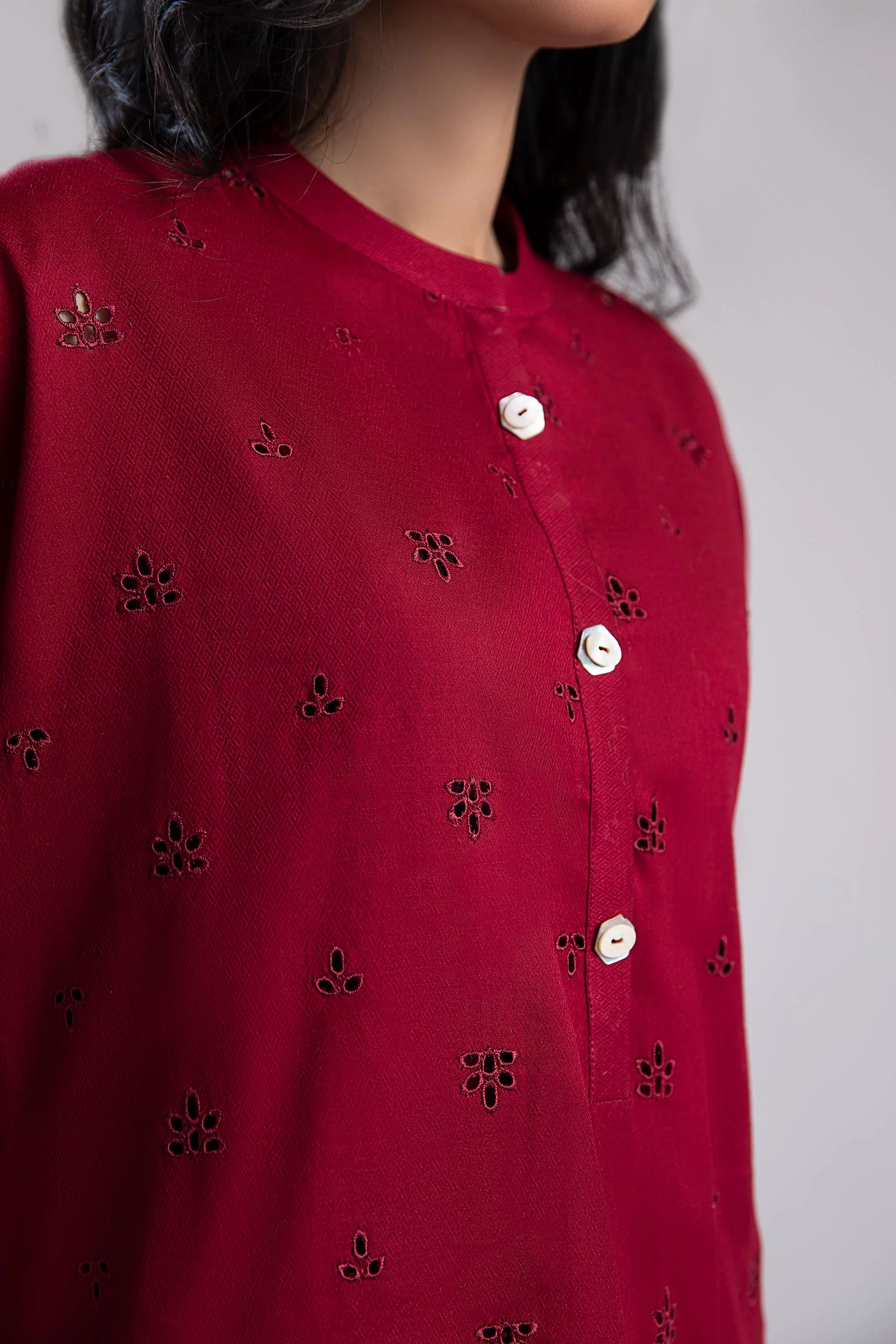 Embroidered Dobby Lawn Co-Ord Set - Image 4