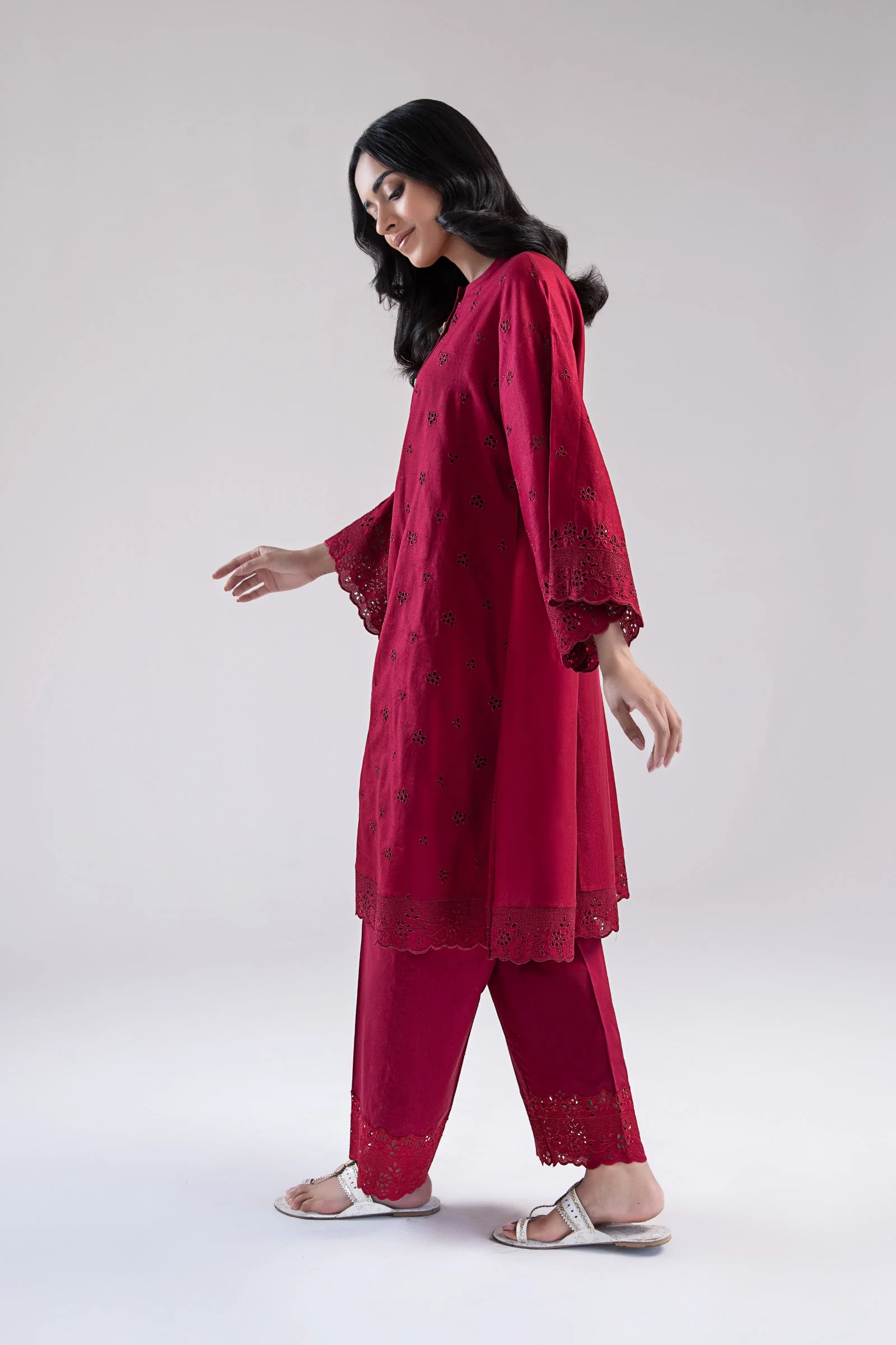 Embroidered Dobby Lawn Co-Ord Set - Image 6