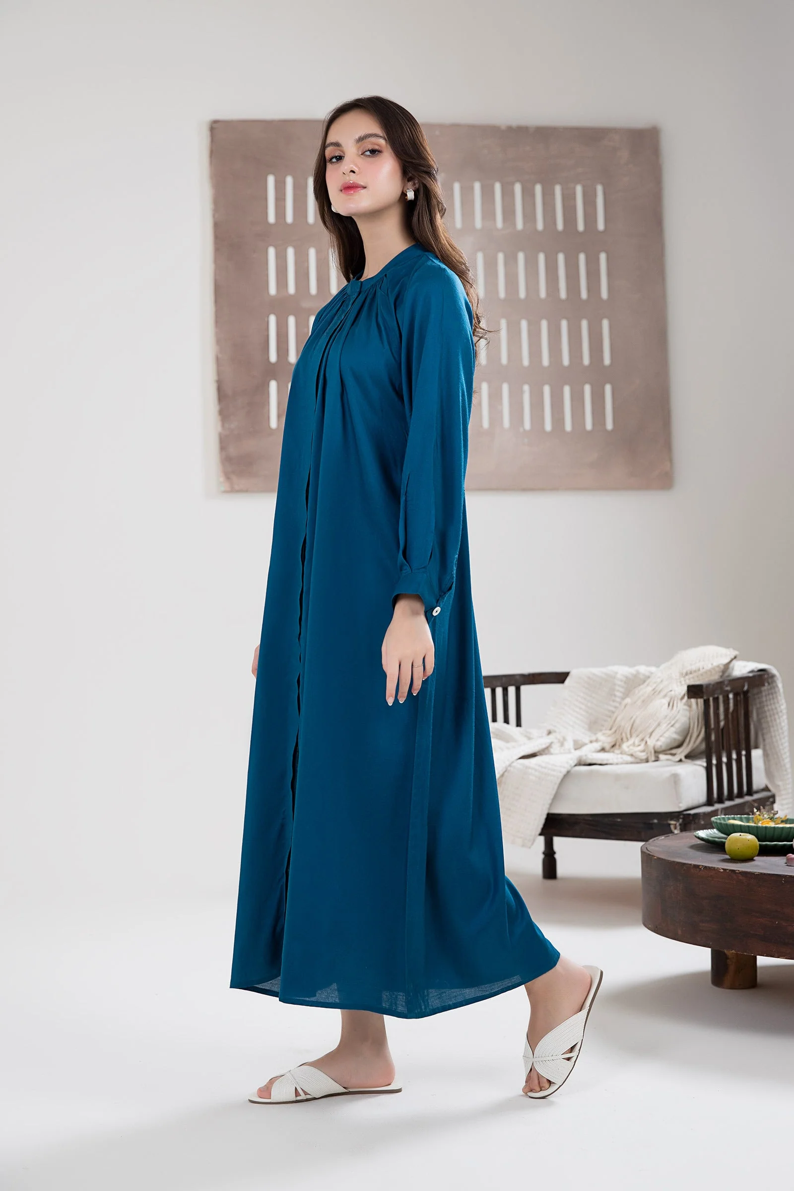 Solid Arabic Lawn Dress - Image 4