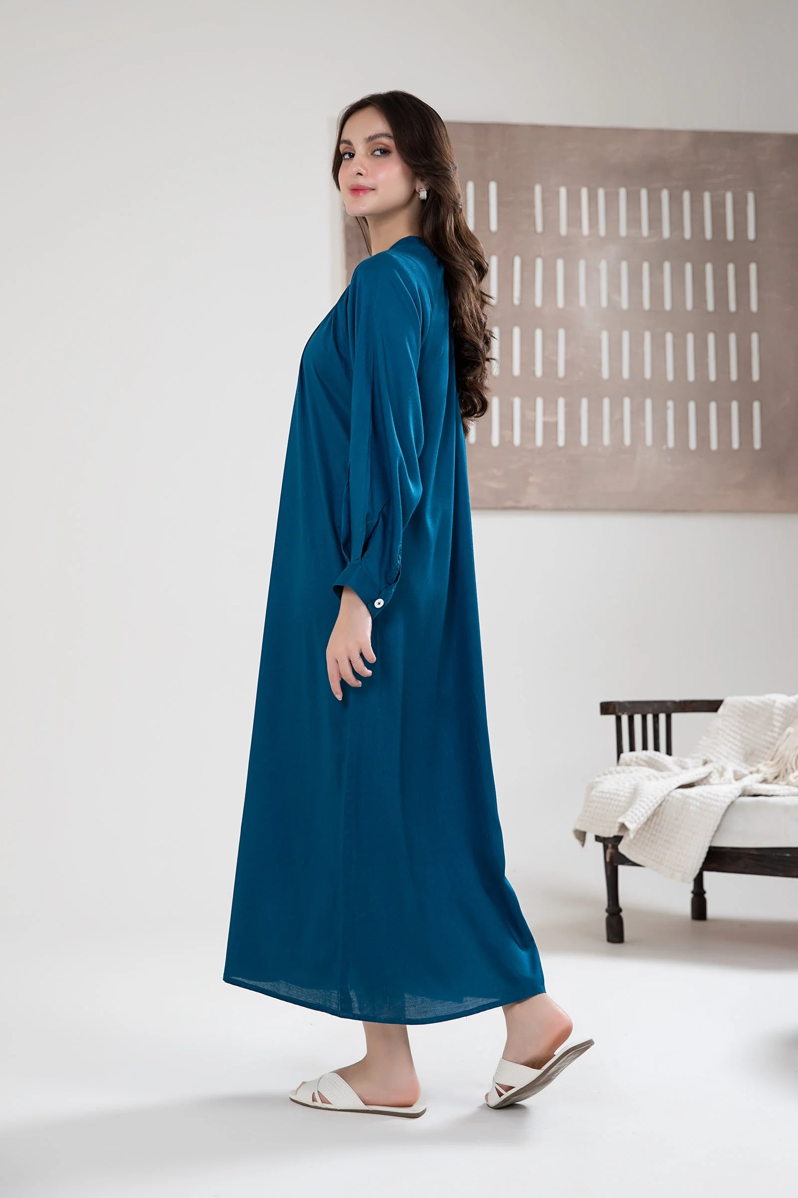 Solid Arabic Lawn Dress - Image 5