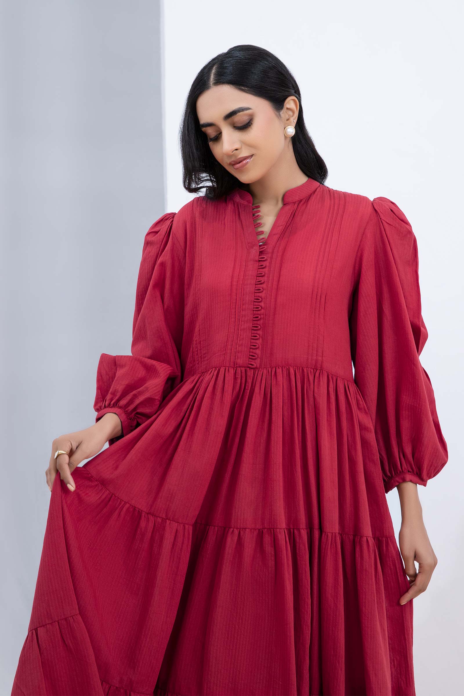 Dyed Dobby Lawn Dress - Image 5
