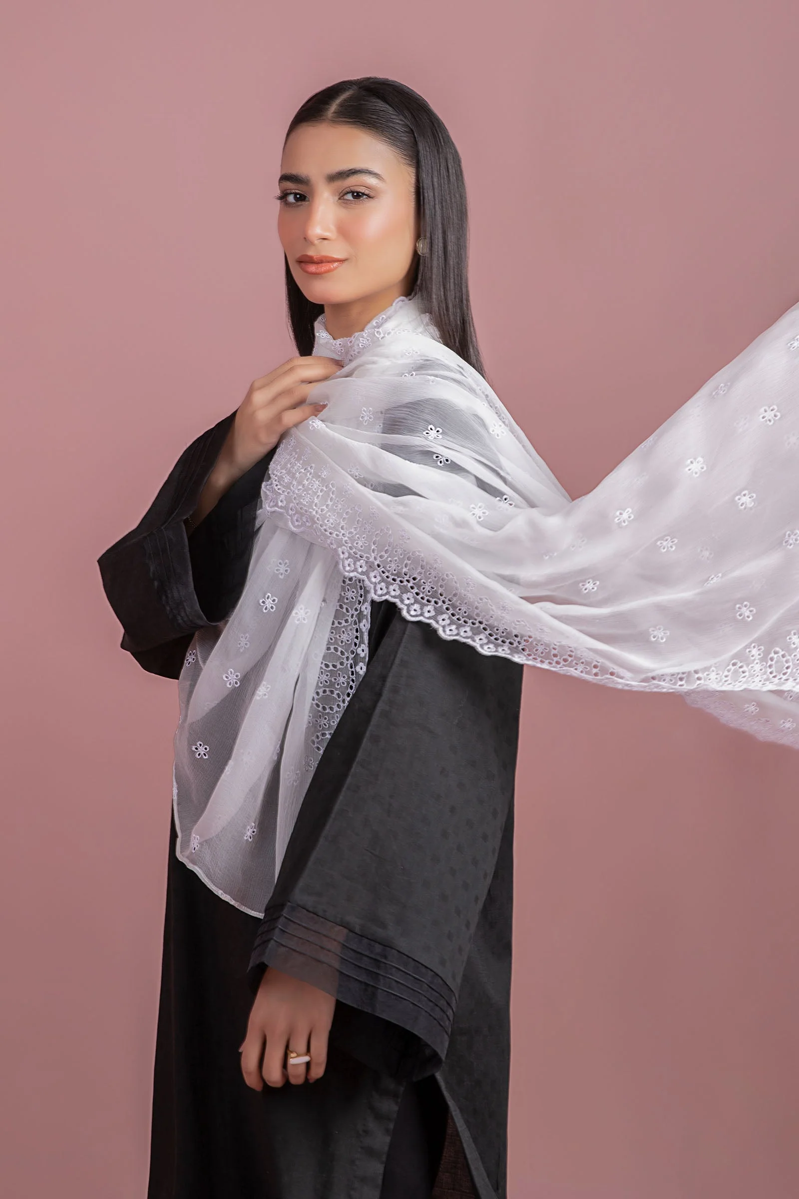 Embroidered Chiffon Dupatta - Image 2