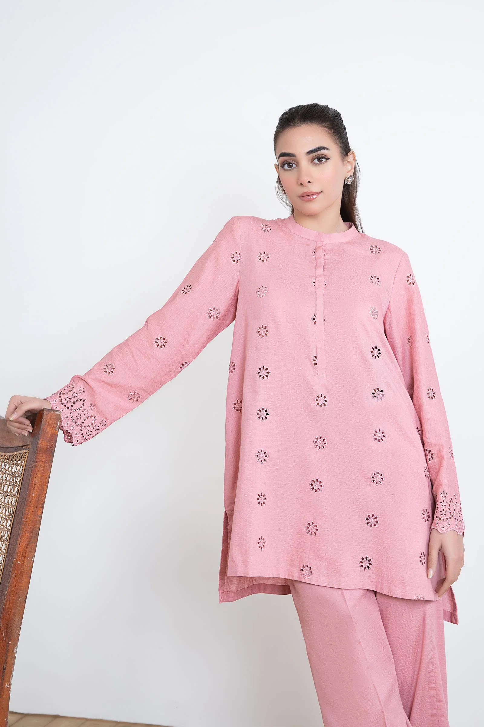 Embroidered Dobby Lawn Co-Ord Set - Image 5
