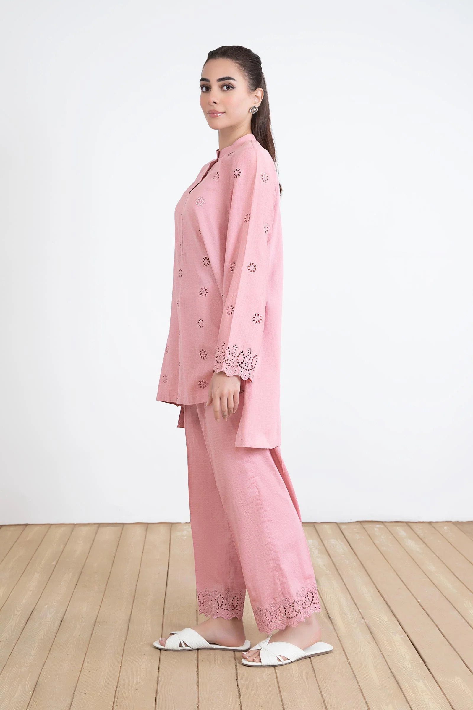 Embroidered Dobby Lawn Co-Ord Set - Image 7