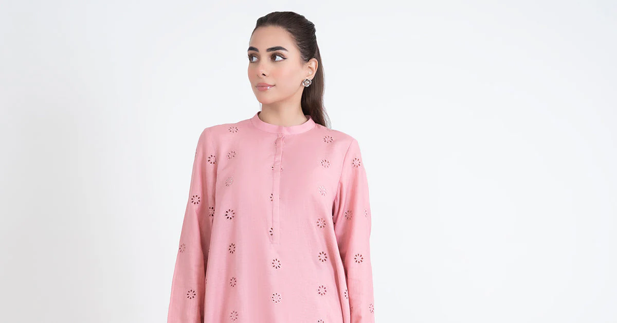 Embroidered Dobby Lawn Co-Ord Set - Image 9