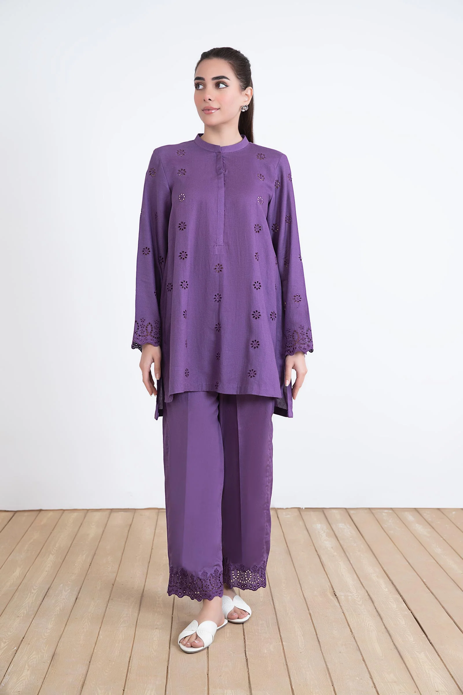 Embroidered Dobby Lawn Co-Ord Set - Image 2