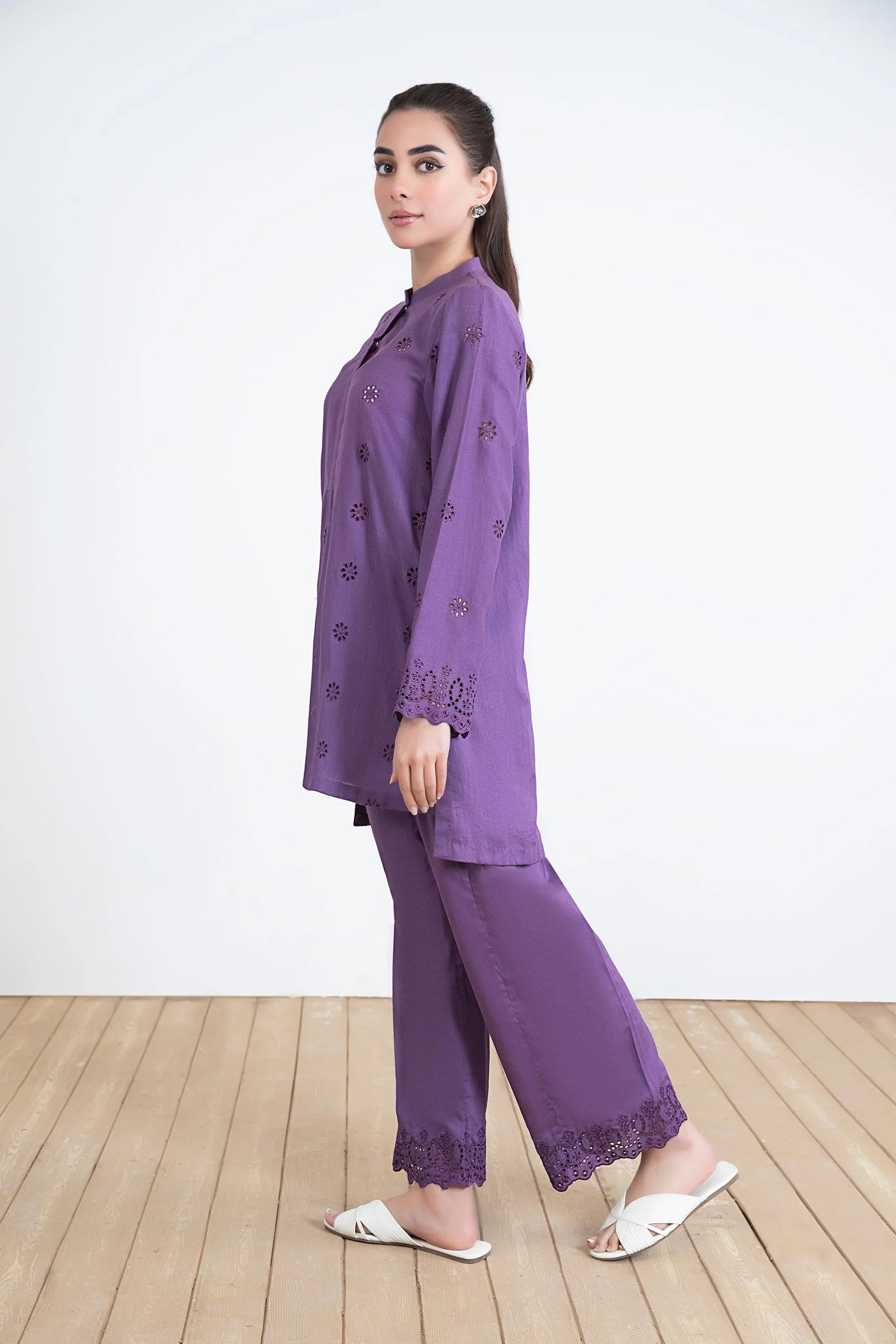 Embroidered Dobby Lawn Co-Ord Set - Image 7