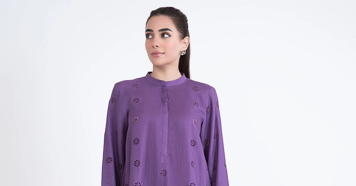 Embroidered Dobby Lawn Co-Ord Set - Image 9