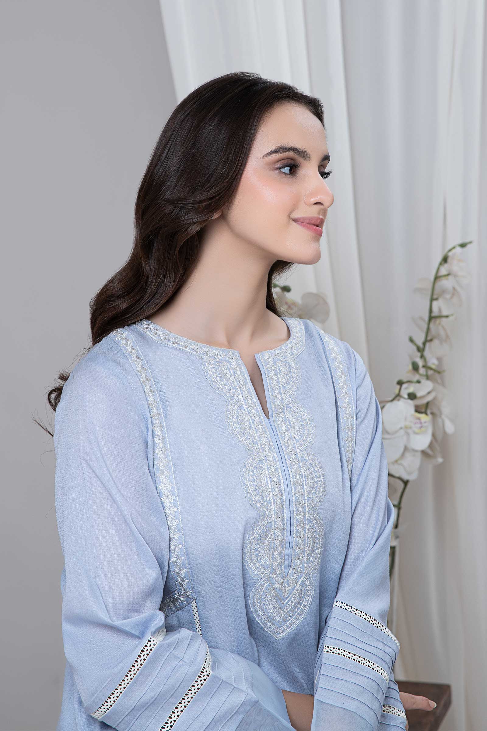 2 Piece Embroidered Dobby Lawn Suit - Image 2