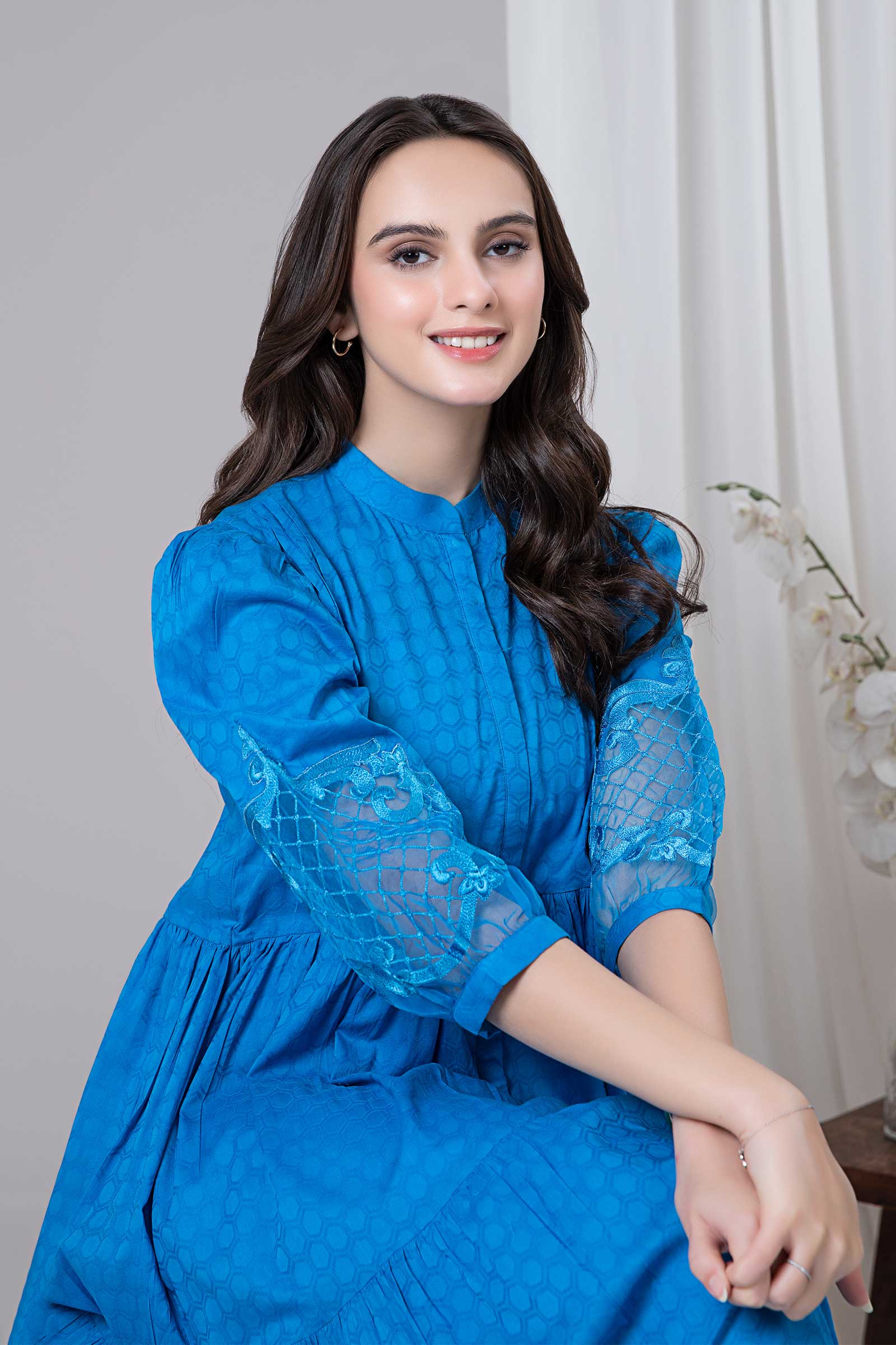 Dyed Dobby Lawn Dress - Image 3