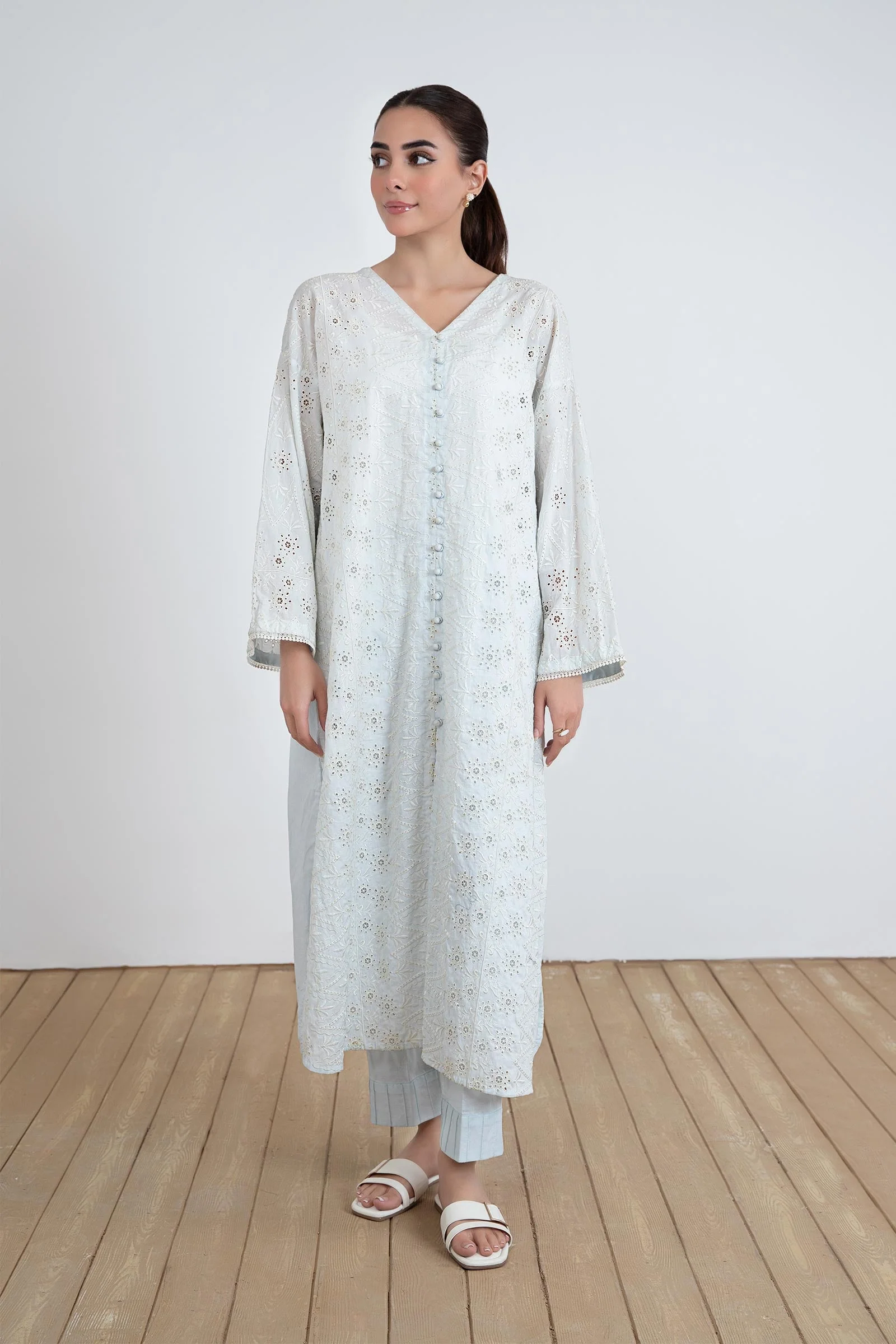 Embroidered Lawn Tunic Shirt - Image 2